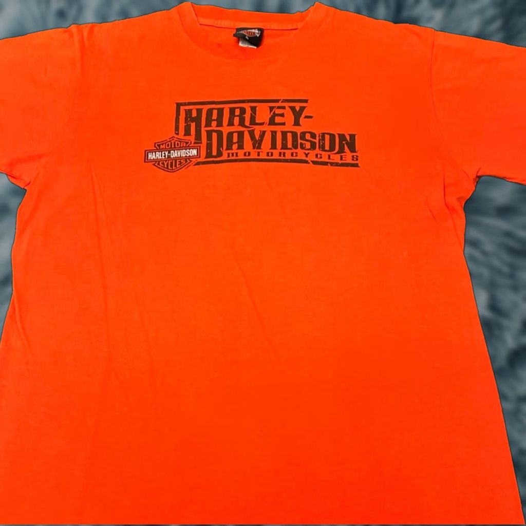 Harley Davidson VINTAGE Harley-Davidson T-Shirt Mens XL Orange 90s Biker Logo Y2K Flint Michigan 2005 Shirt Logo Mens XL Size US XL / EU 56 / 4 - 1 Thumbnail