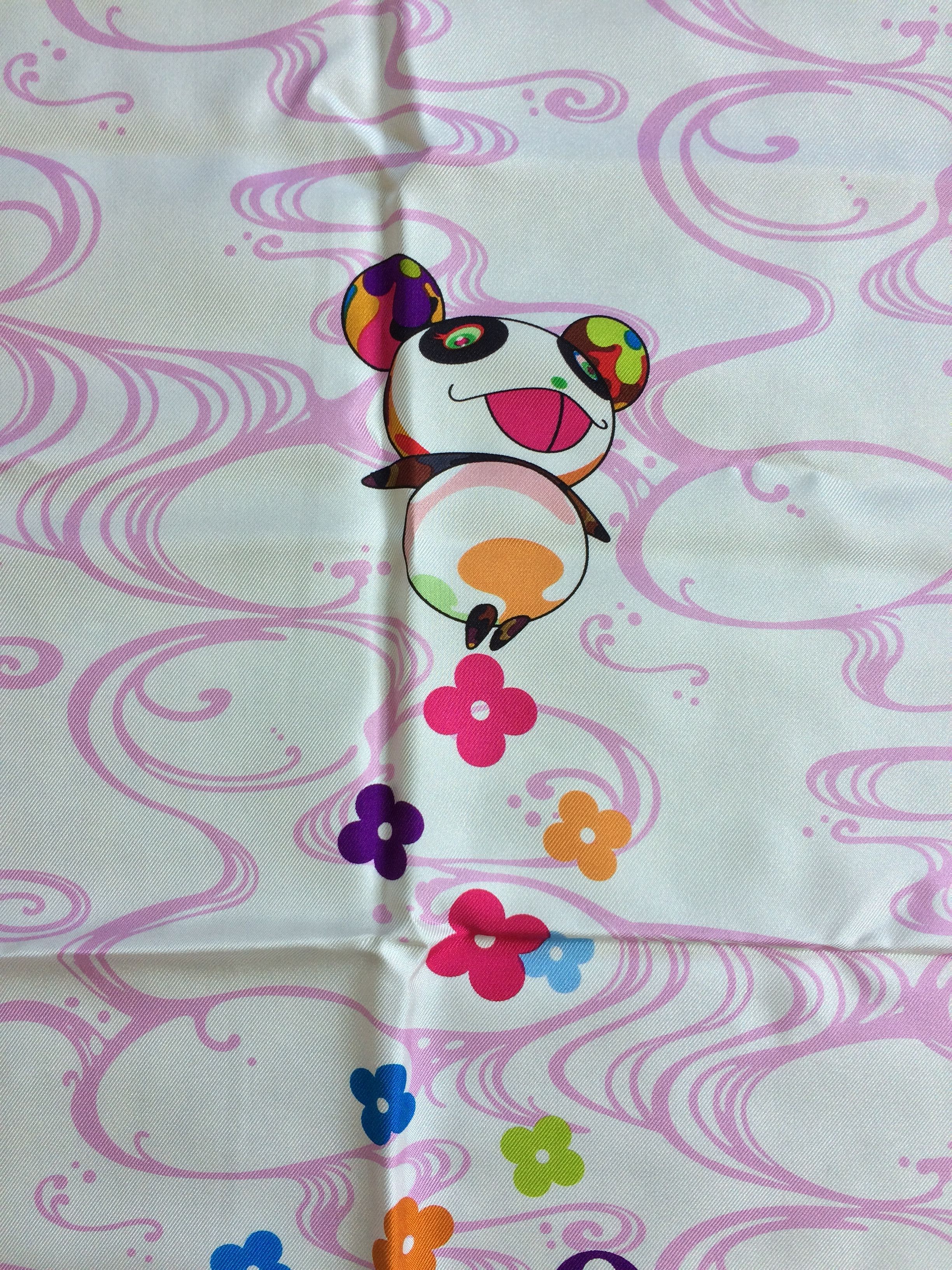 Louis Vuitton × Takashi Murakami S/S 2003 Vuitton Murakami Multicolor Monogram Silk Scarf Size ONE SIZE - 4 Thumbnail