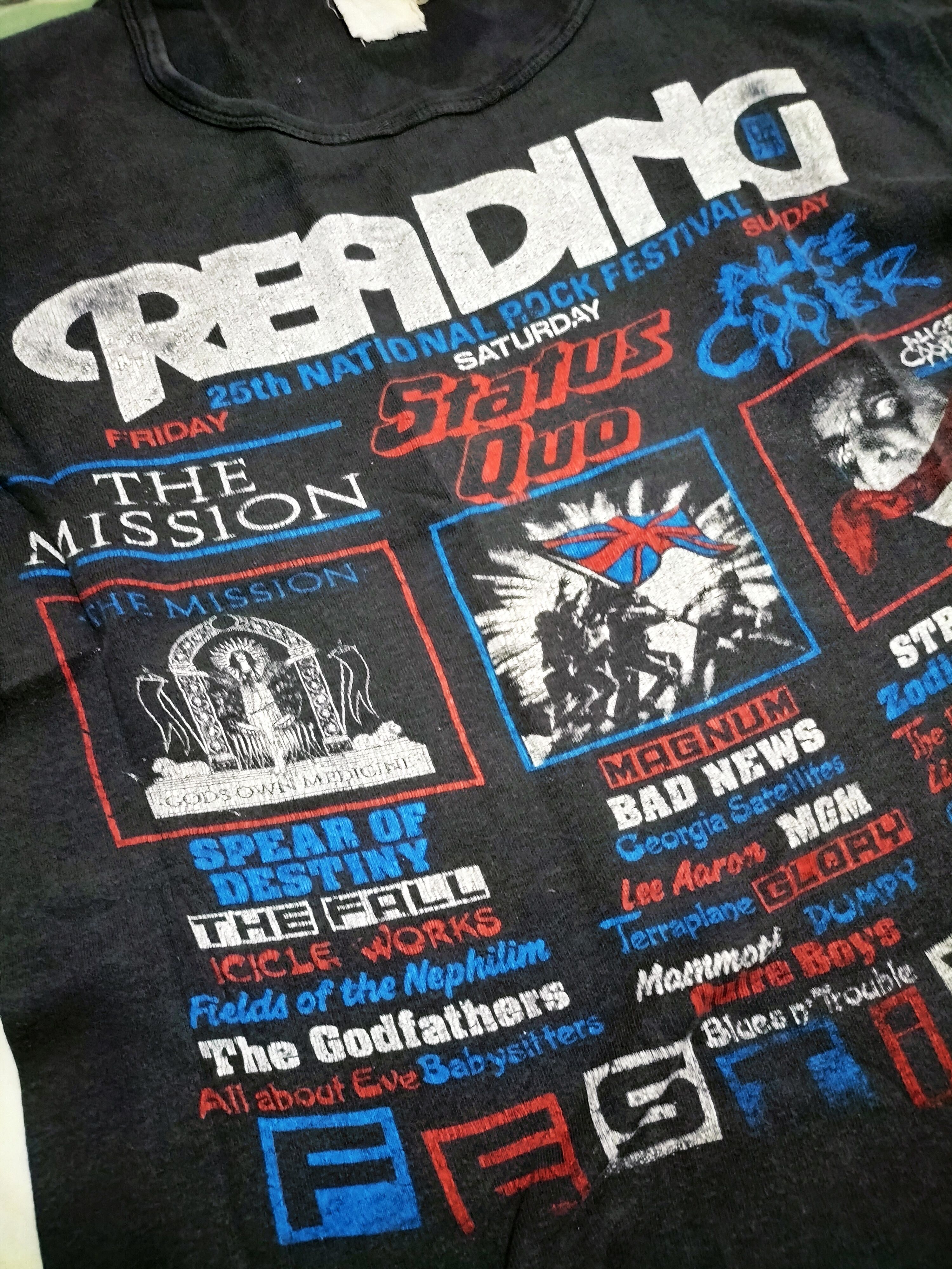 Band Tees Vintage 80s Reading Festival Status Quo Alice Cooper Size US L / EU 52-54 / 3 - 20 Thumbnail