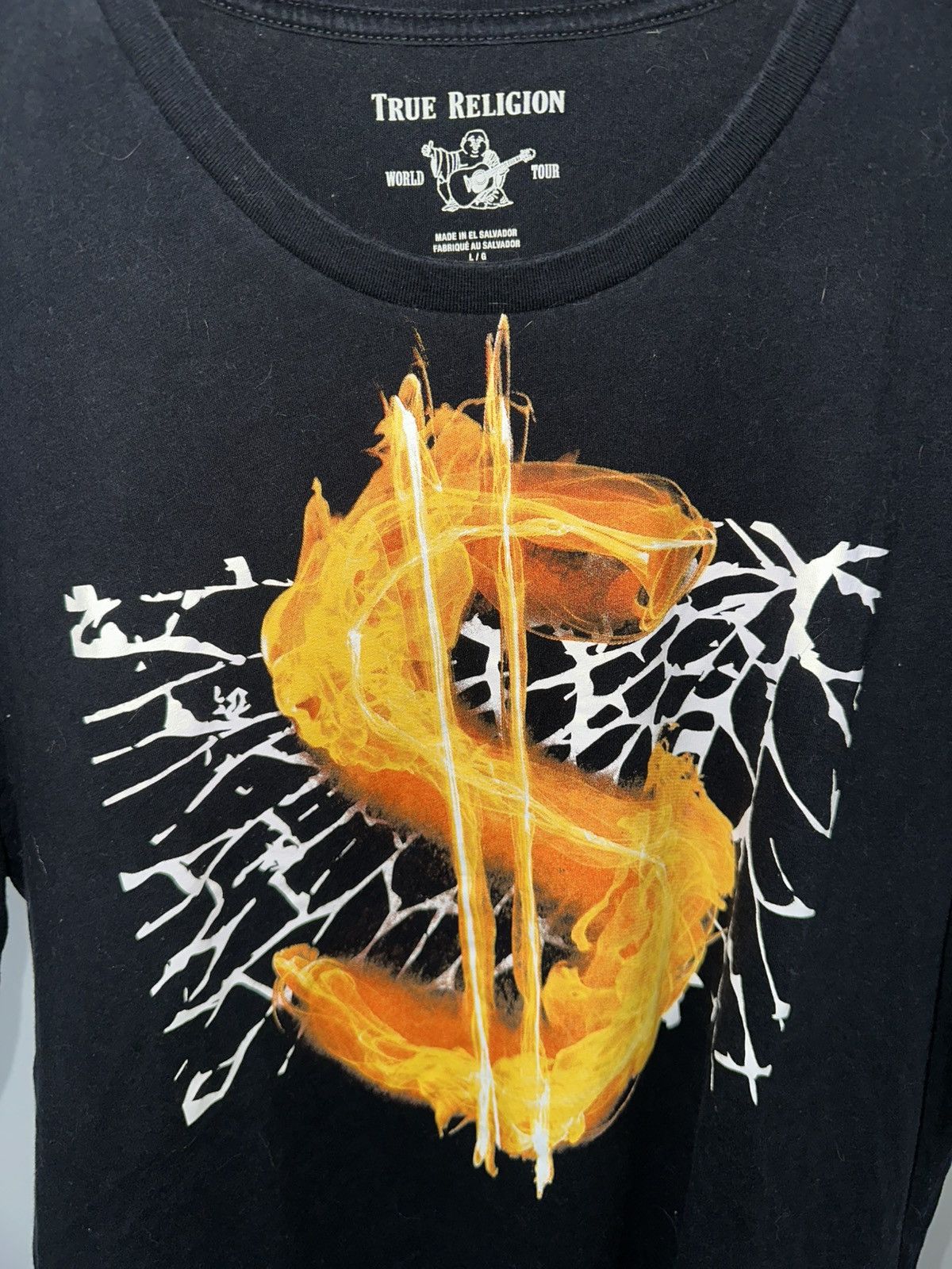 True Religion True Religion black tee with flaming $ abstract graphic tee Size L / US 10 / IT 46 - 2 Thumbnail