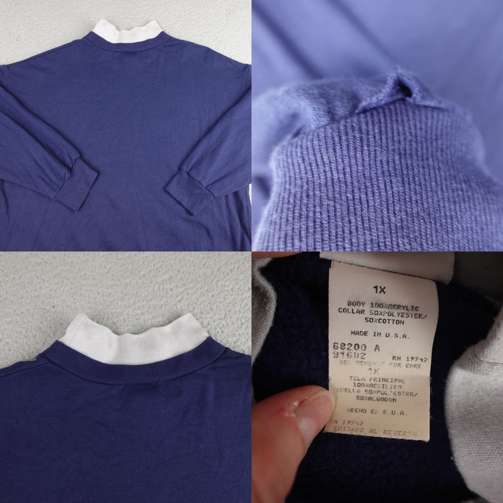Basic Editions VINTAGE Basic Editions Sweater Womens 1X Blue Cat Animals Grandma Turtleneck Size XL / US 12-14 / IT 48-50 - 8 Thumbnail