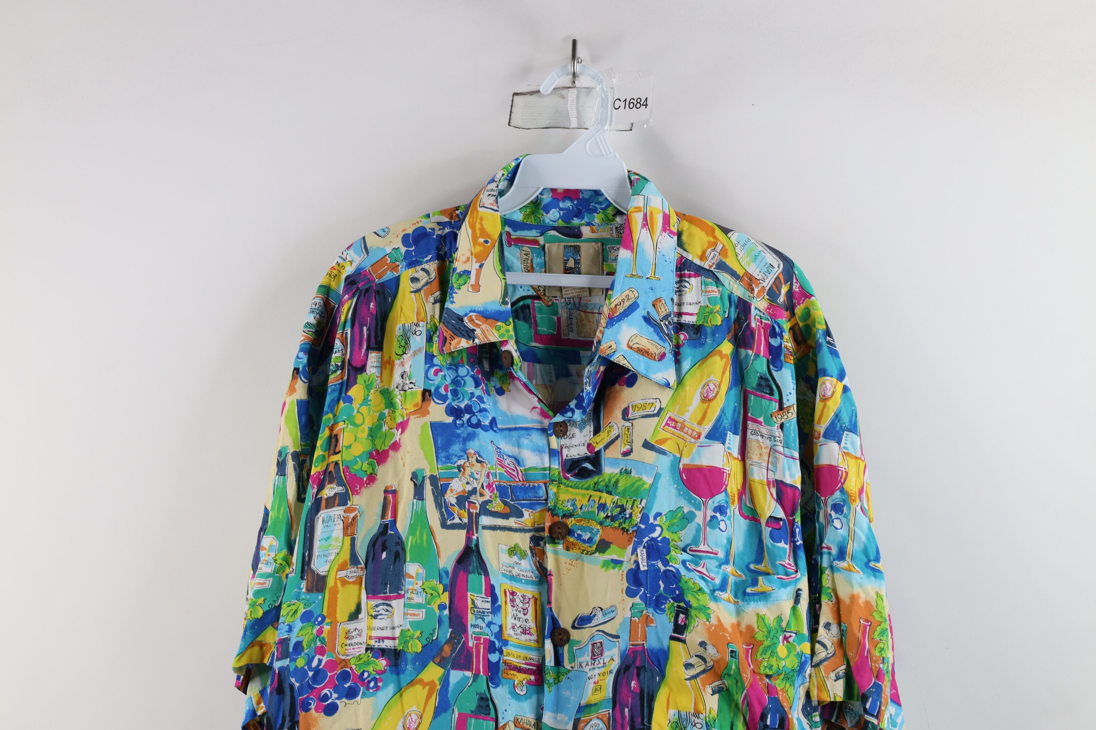 Vintage Vintage 90s Streetwear Wine Champagne Hawaiian Button Shirt Size US XL / EU 56 / 4 - 2 Thumbnail