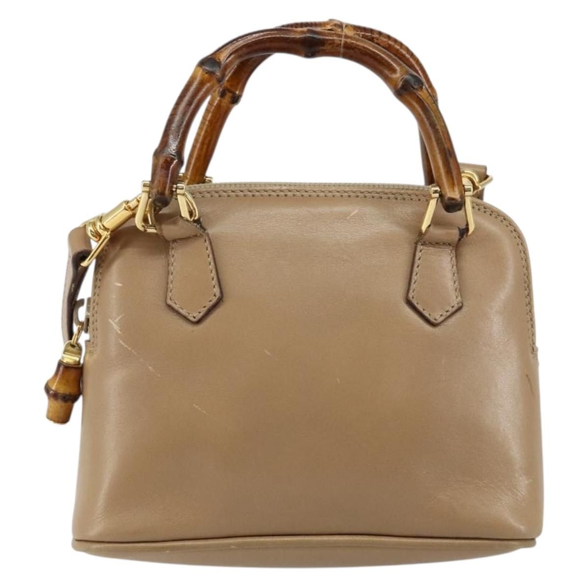 Gucci GUCCI Bamboo Handbag Leather Beige Gold 007 2865 007 2865 Size ONE SIZE - 2 Thumbnail
