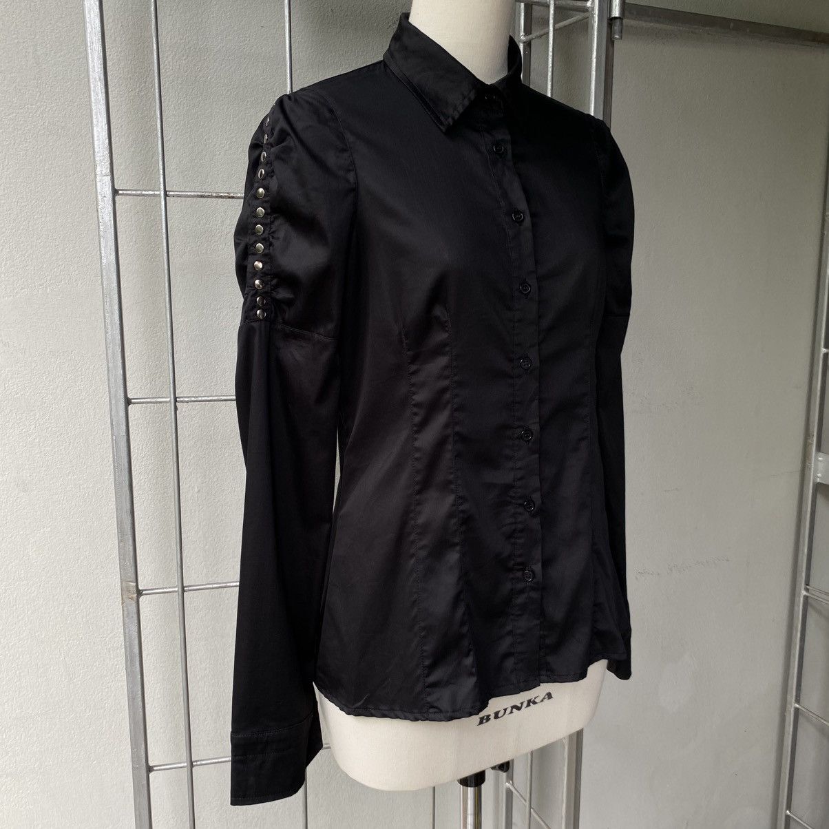 Designer GUARAPO Y2K Punk Black Shirt Studded Puff Shoulders Size M / US 6-8 / IT 42-44 - 2 Thumbnail