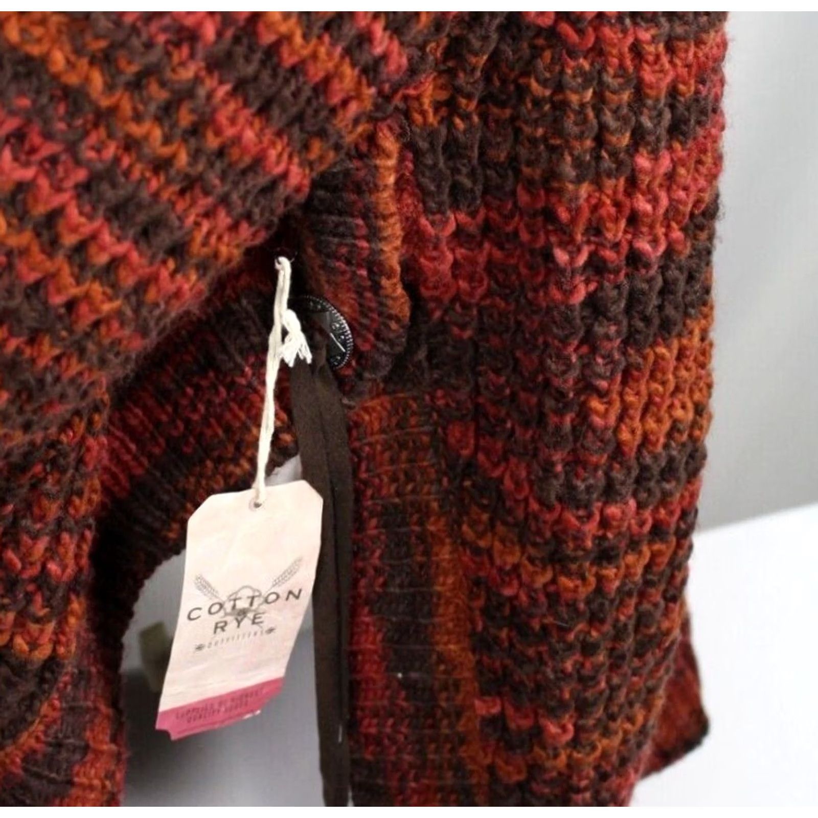 Vintage Cotton & Rye Women's Sweater Cable Knit Tassels Western XXL Fall Brown Red Size XXL / US 16-18 / IT 52-54 - 5 Thumbnail