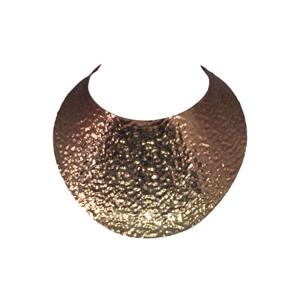 Designer Egyptian Inspired Gold Tone Hammered Metal Bib Necklace Size ONE SIZE - 2 Thumbnail