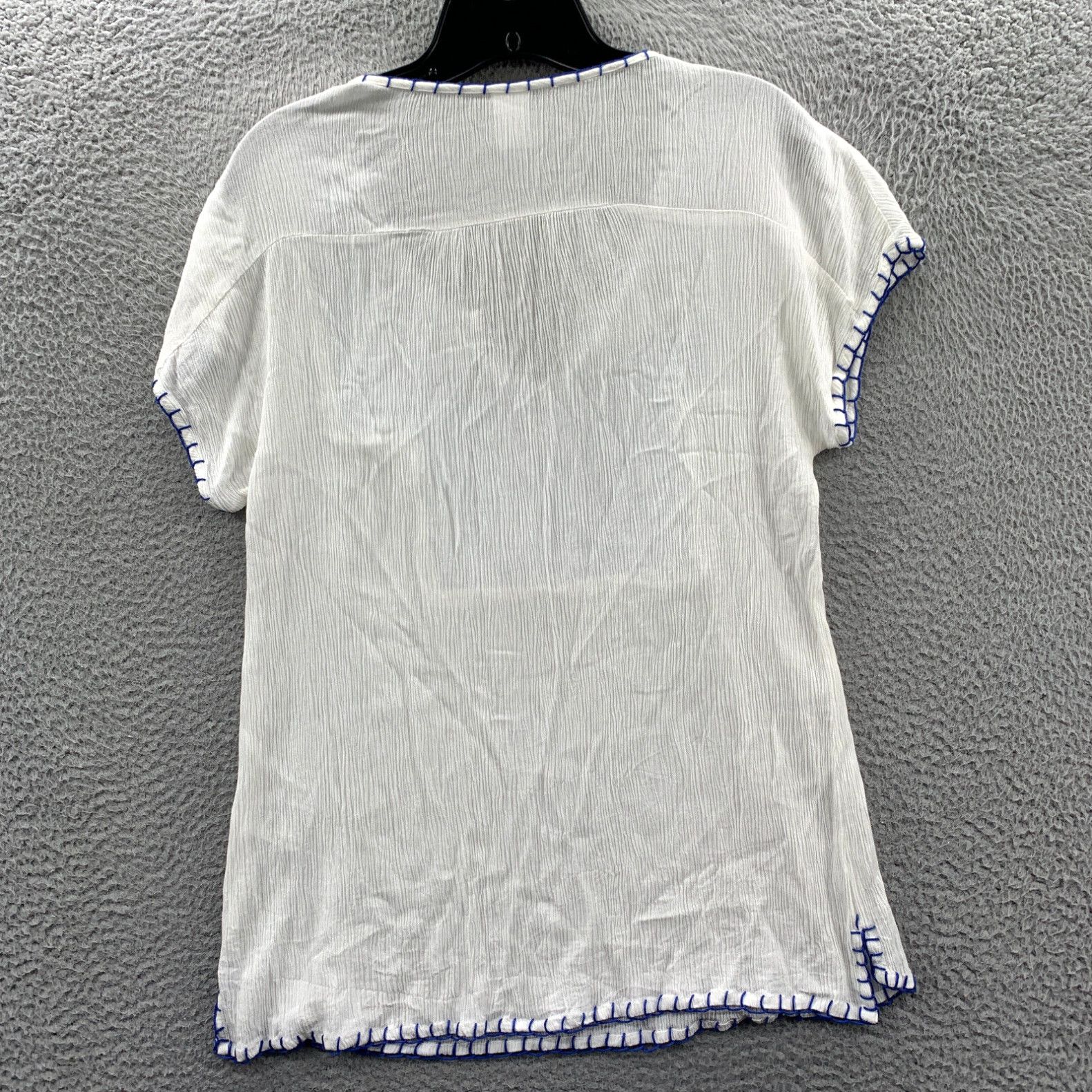 Vintage BILA Blouse Womens Medium Top Short Sleeve White Blue Size M / US 6-8 / IT 42-44 - 2 Preview