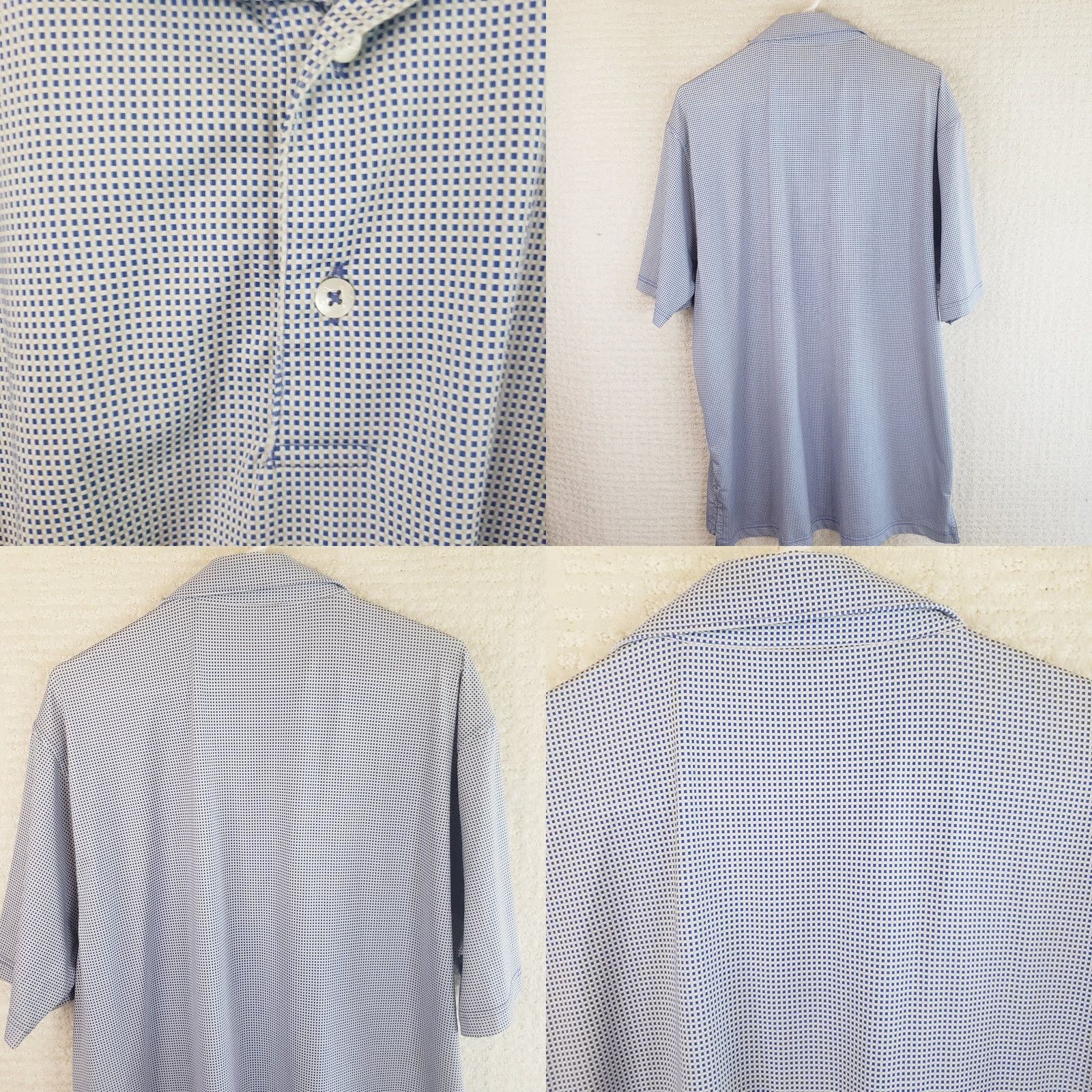 Vintage Turtleson Polo Shirt Men's L Blue Microcheck Short Sleeve Geometric Breathable Stretch Golf Preppy Logo Polo Blackout Size US L / EU 52-54 / 3 - 8 Thumbnail