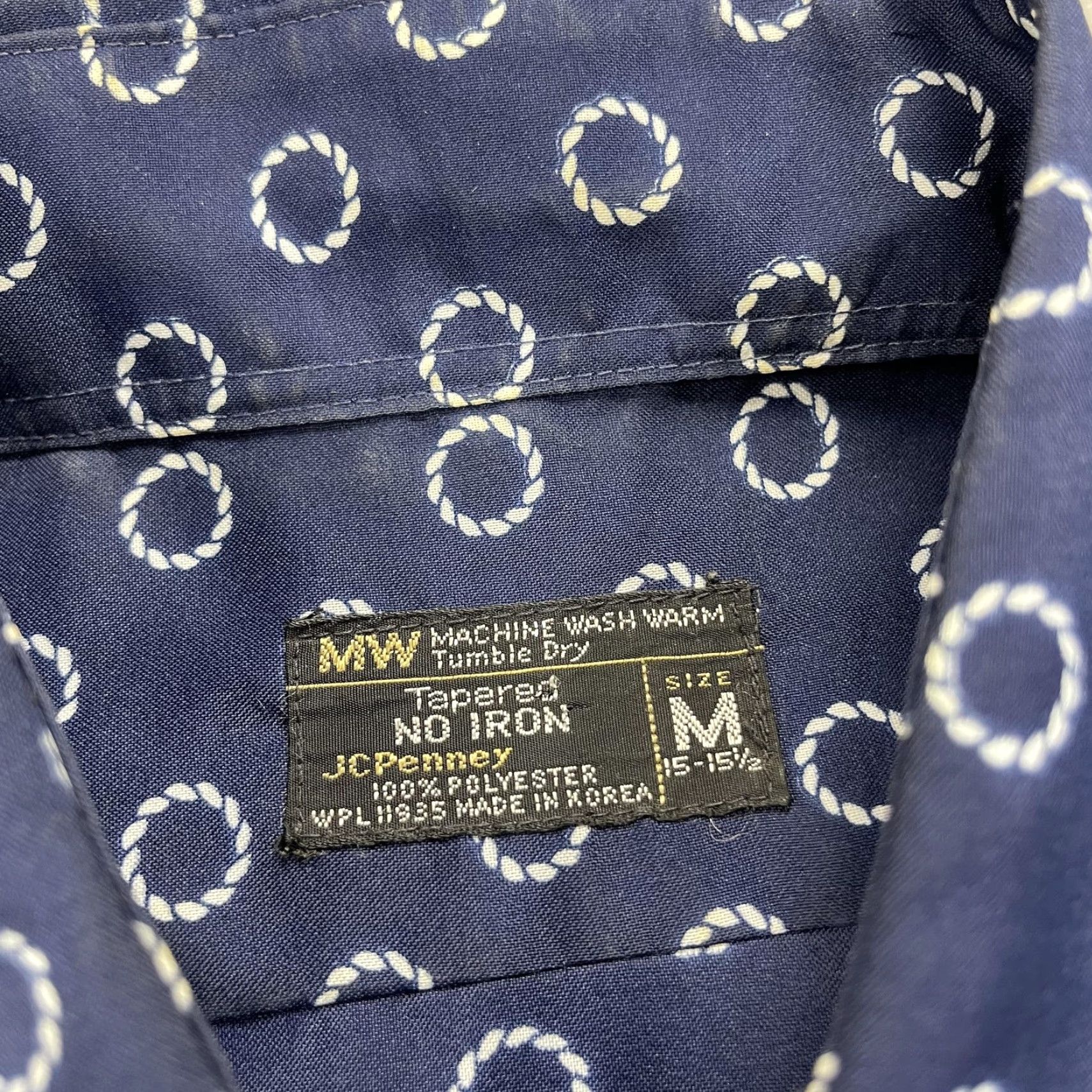 JCPenney VINTAGE JCPenney Shirt Mens Medium Short Sleeve Blue Polka Dot No Iron 70s Size US M / EU 48-50 / 2 - 4 Thumbnail