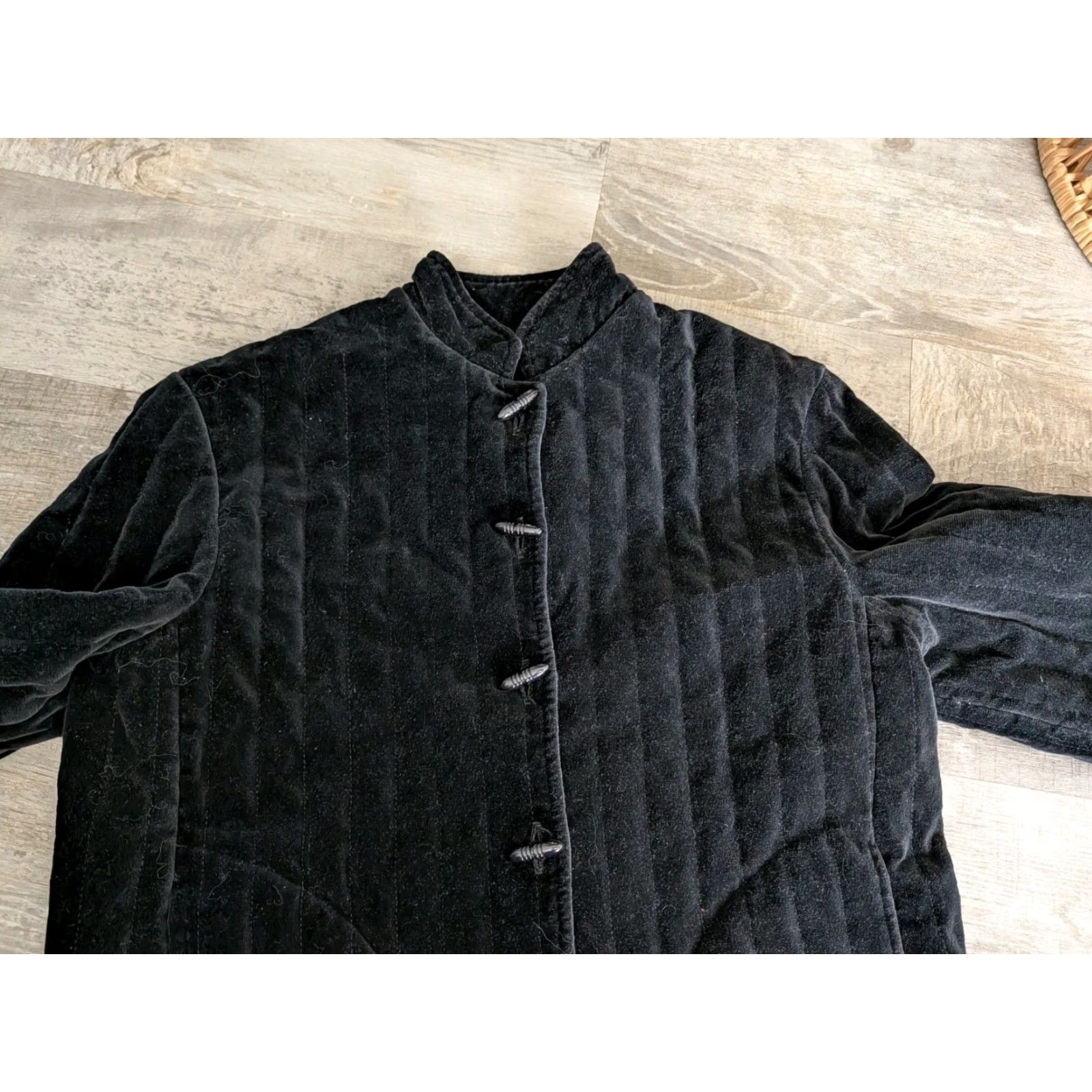 Velvet VINTAGE F.A. Chatta Women's Velvet Toggle Jacket Mid-Length 10 Black Party/Cocktail, Formal, Casual Womens Size L / US 10 / IT 46 - 5 Thumbnail