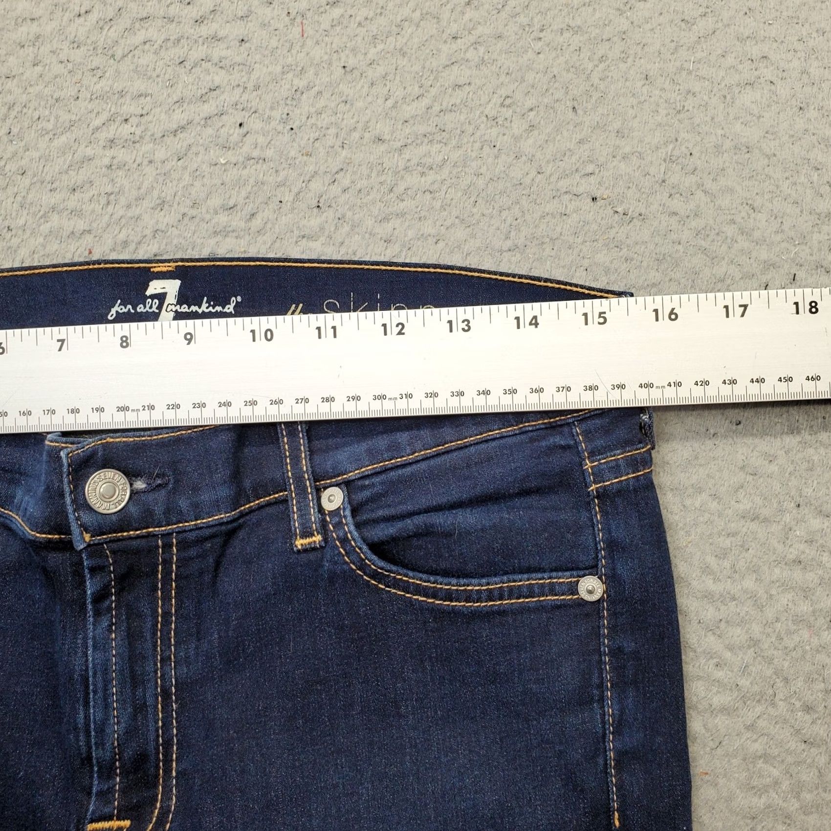 7 For All Mankind 7 for All Mankind Skinny Jeans Womens 31 Blue Denim Dark Wash Contract Stitch Size 24" / US 00 / IT 34 - 6 Thumbnail