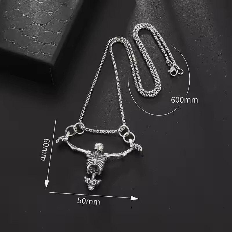 Jewelry Gothic Skeleton Pendant Necklace Size ONE SIZE - 5 Thumbnail