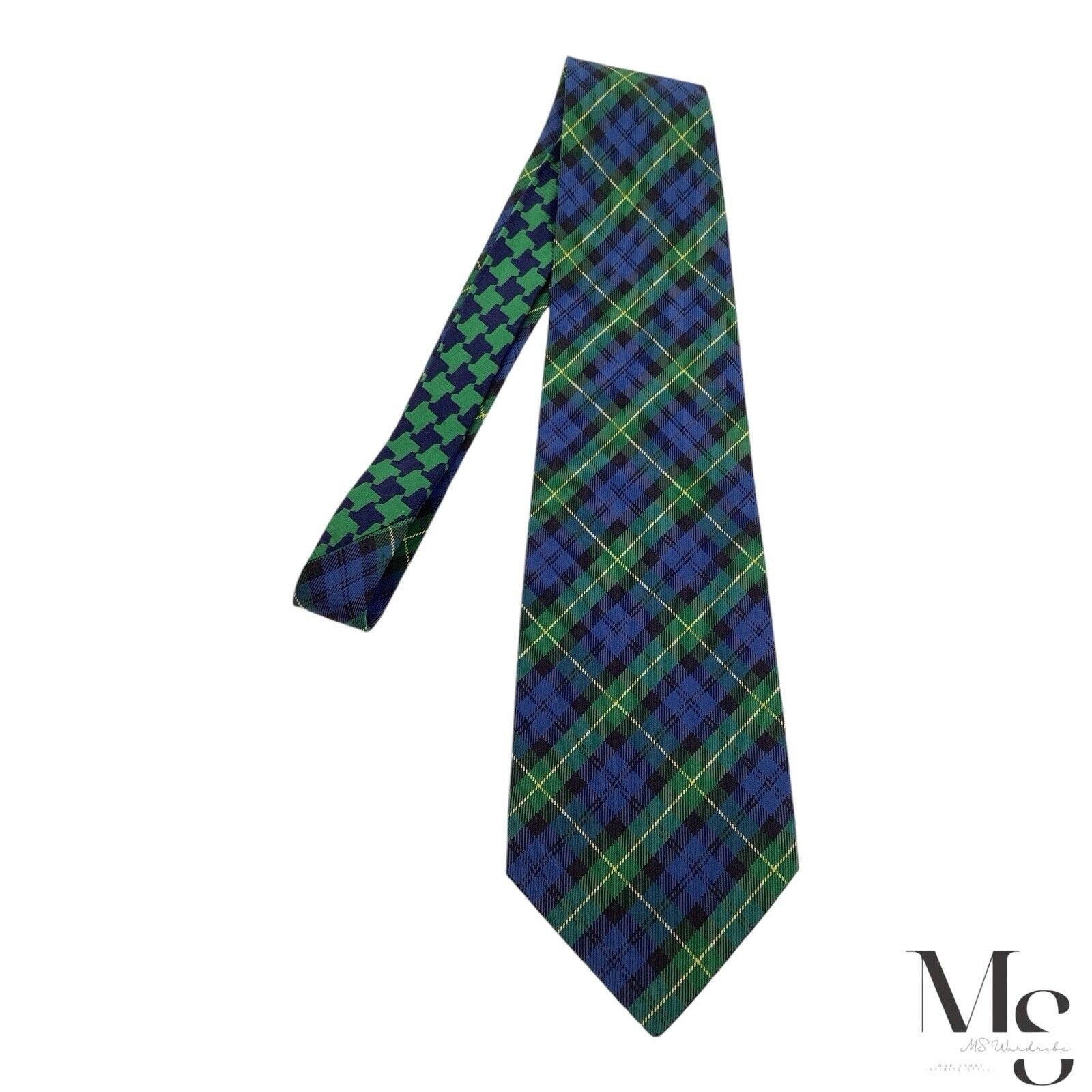Versace GIANNI VERSACE Blue & Green Plaids & Checks Made In Italy Si Size ONE SIZE - 6 Thumbnail
