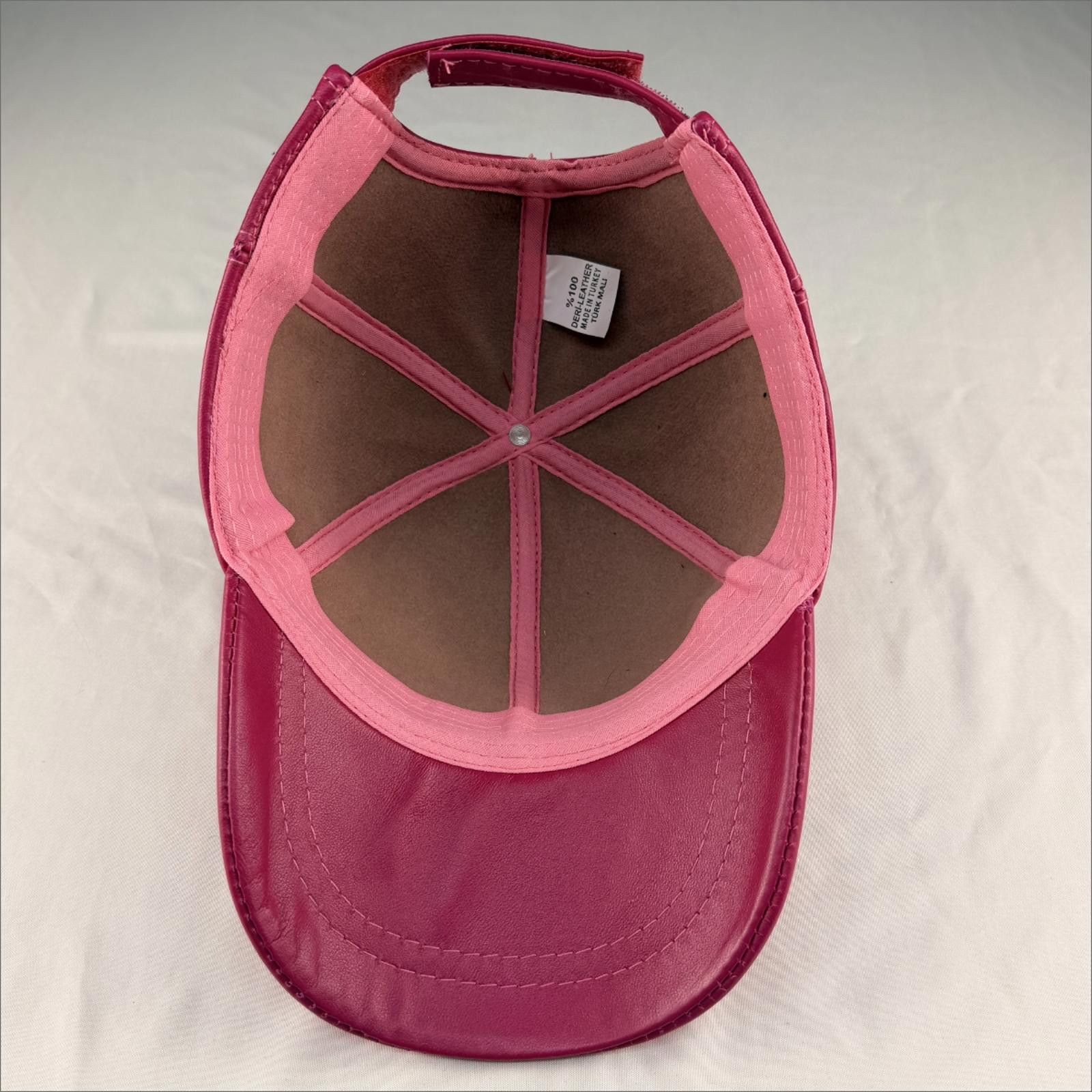 Other NEW Pink Leather Baseball Cap - Premium Hat 093 Size ONE SIZE - 6 Thumbnail