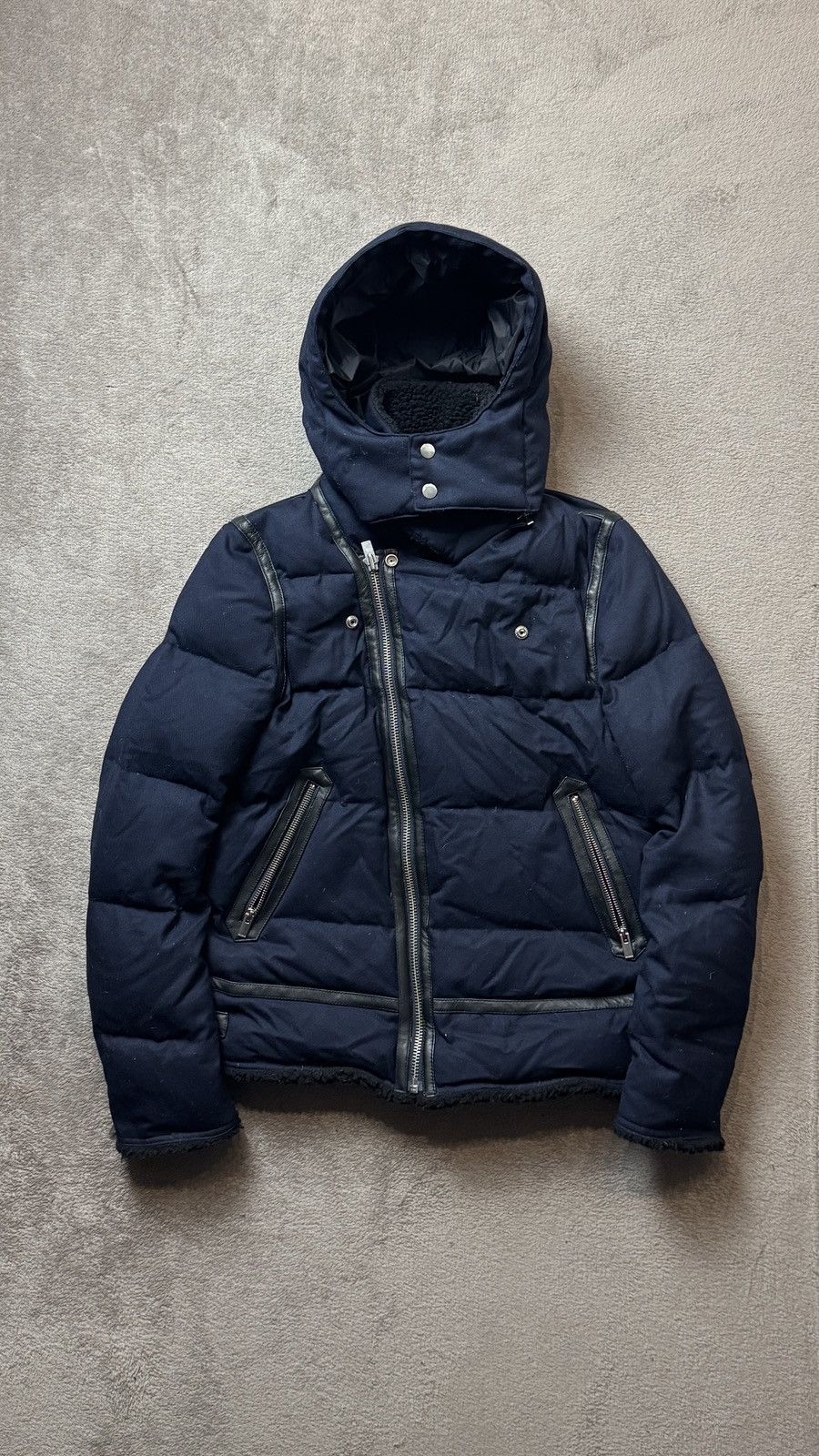 The Kooples Lambskin Asymmetric Biker Down Puffer Jacket helmut lang ysl Size US S / EU 44-46 / 1 - 2 Thumbnail