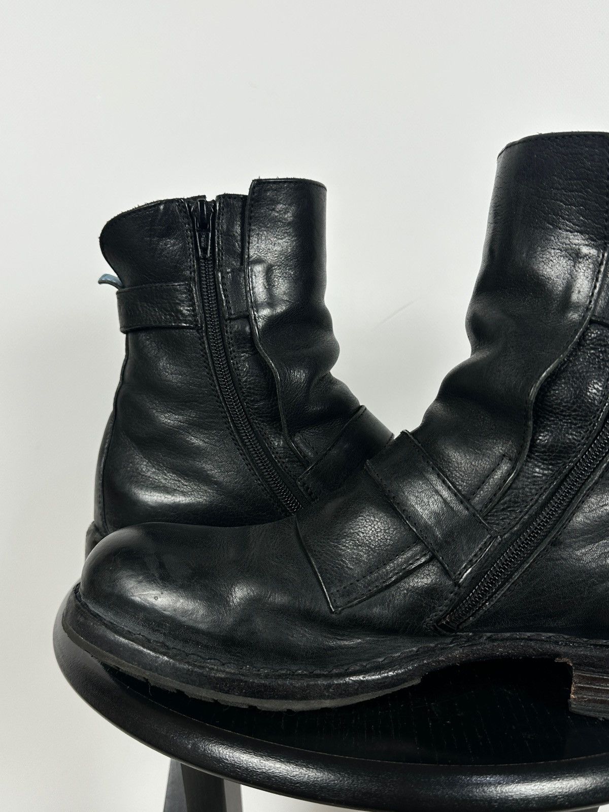 MoMA MoMA Black Leather Buckle Ankle Biker Boots Size US 10 / IT 40 - 20 Thumbnail
