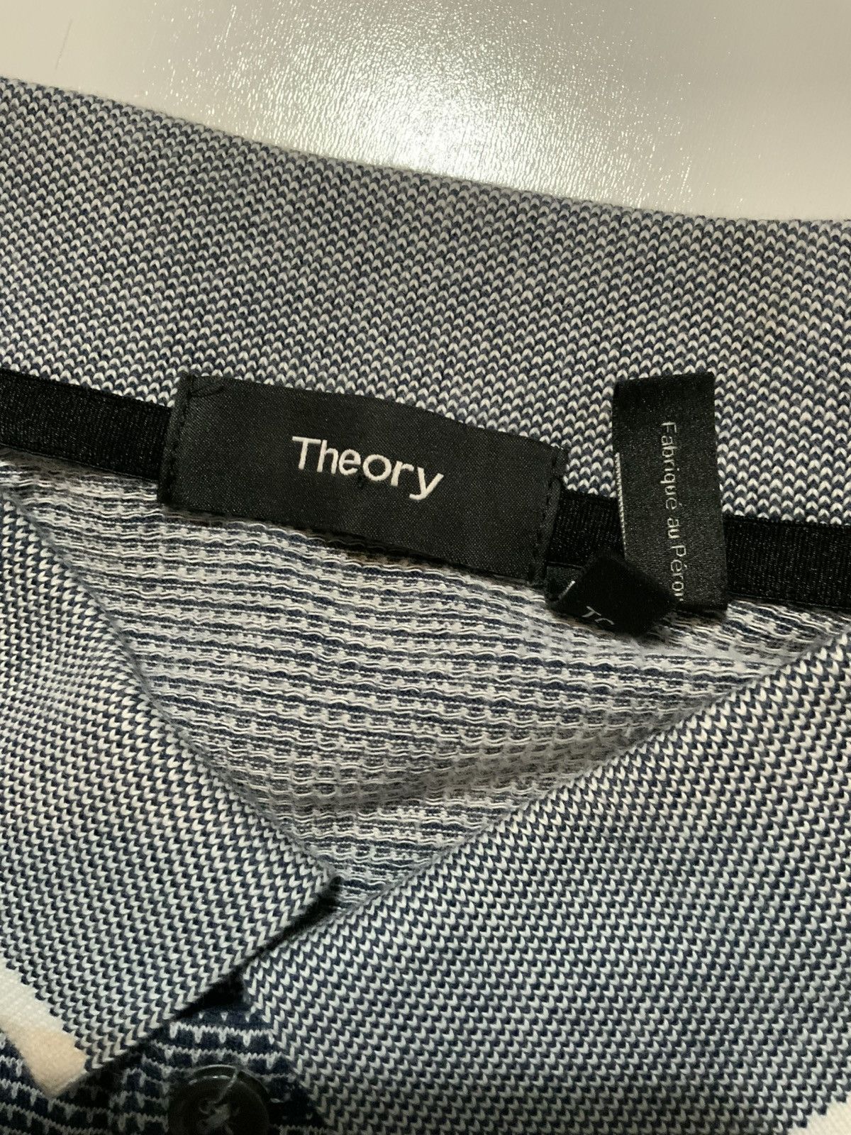 Theory $129 Theory Jacquard Band Ticking Short Sleeve Polo Shirt Size US XL / EU 56 / 4 - 6 Thumbnail