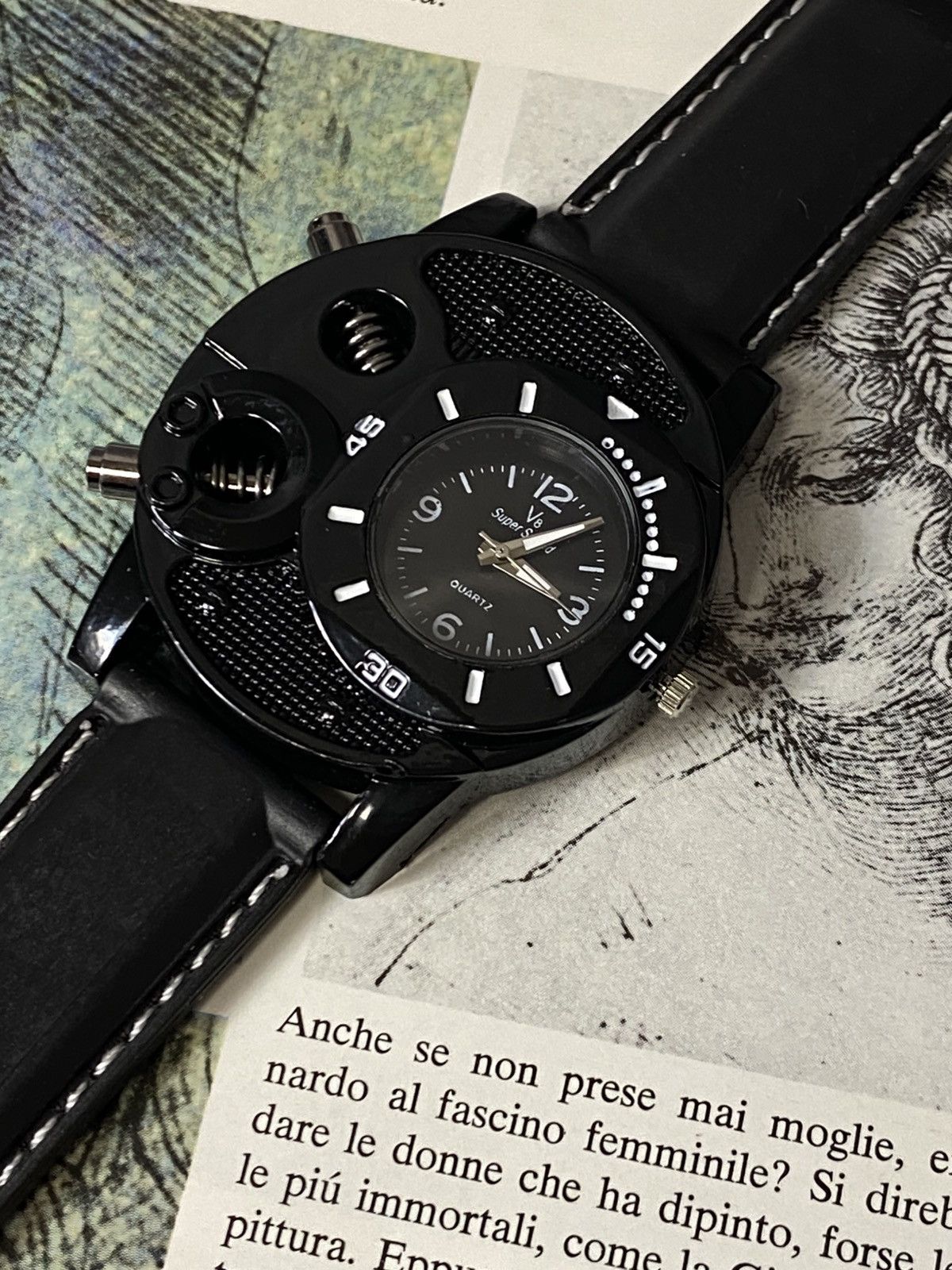Japanese Brand V8 Super Speed Industrial Racing Watch - Black Size ONE SIZE - 2 Thumbnail