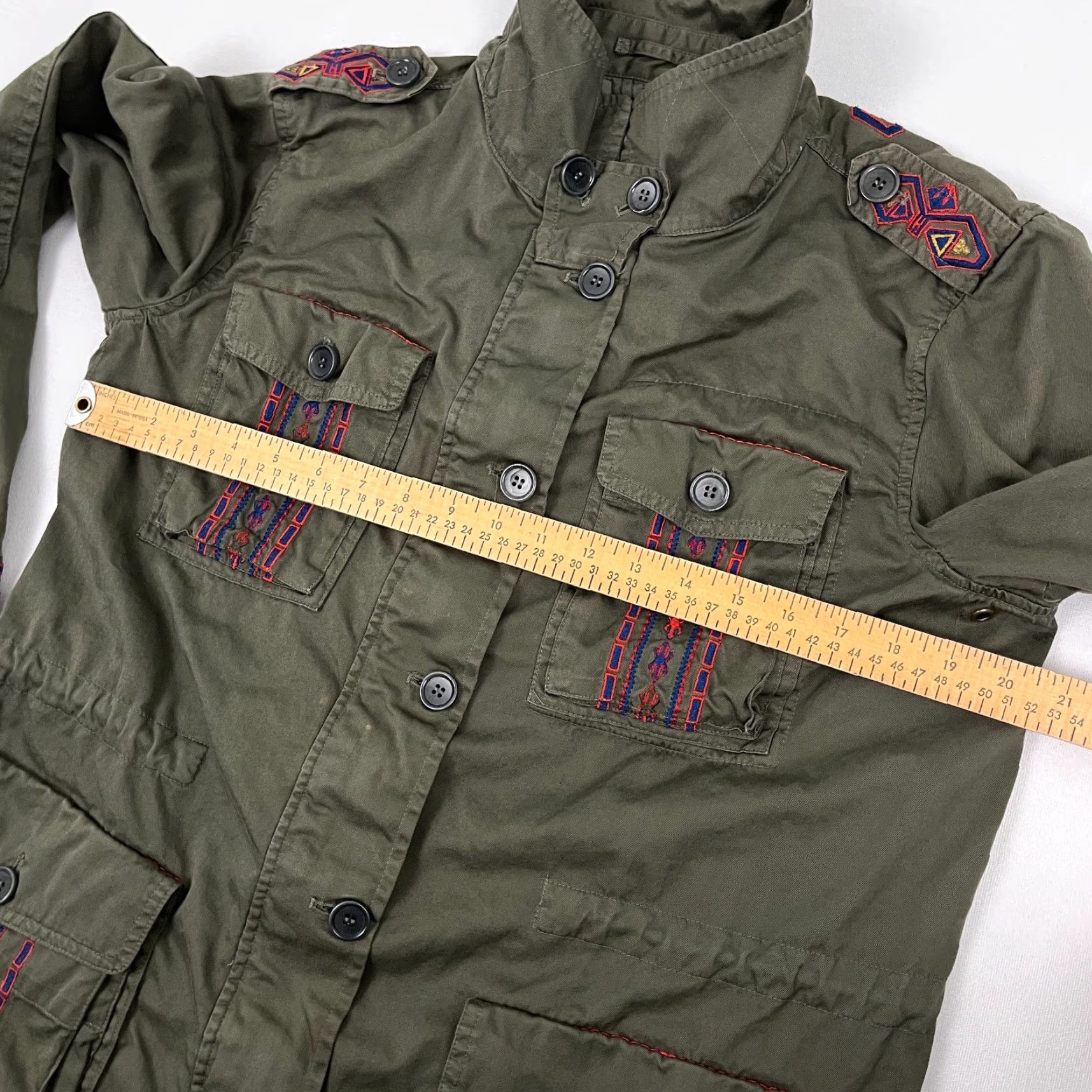 Johnny Was Johnny Was April Army Jacket Womens Large Green Floral Embroidered Boho Military Overcoat Size L / US 10 / IT 46 - 4 Thumbnail