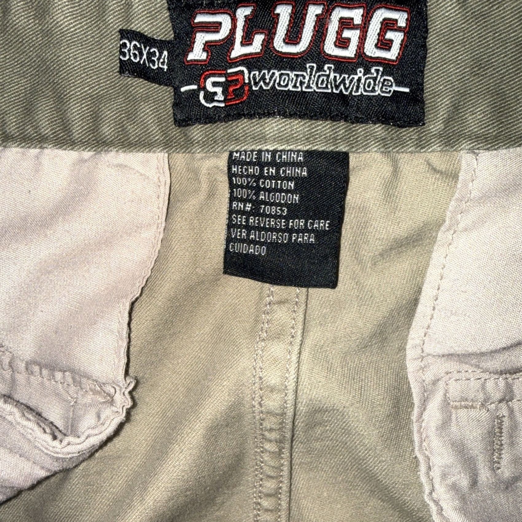 Vintage Plugg Cargo Pants Men 36X34 Khaki Beige Cotton Cargo Pocket Straight Leg Mens Casual Workwear Size US 36 / EU 52 - 3 Thumbnail