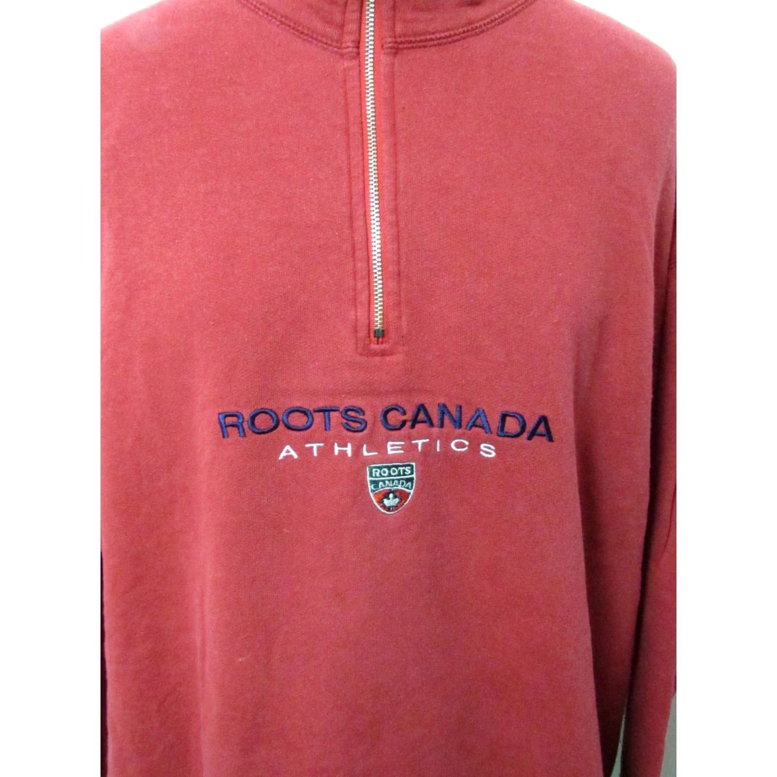 Roots VINTAGE Roots Canada Red Fleece Pullover Sweater Med L/XL 1/4 Zip Heavy Sweatshirt Size US XL / EU 56 / 4 - 4 Thumbnail