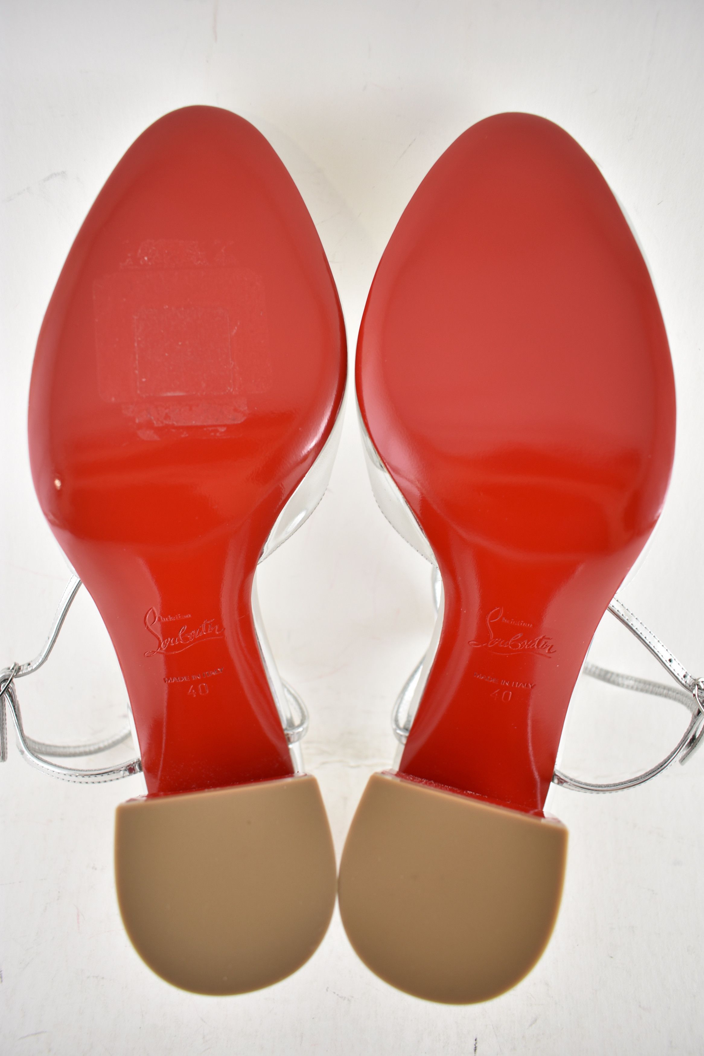 Christian Louboutin Jane Pump 85 Silver Leather Ankle Strap Block Heel Sandal 40 Size US 10 / IT 40 - 19 Thumbnail