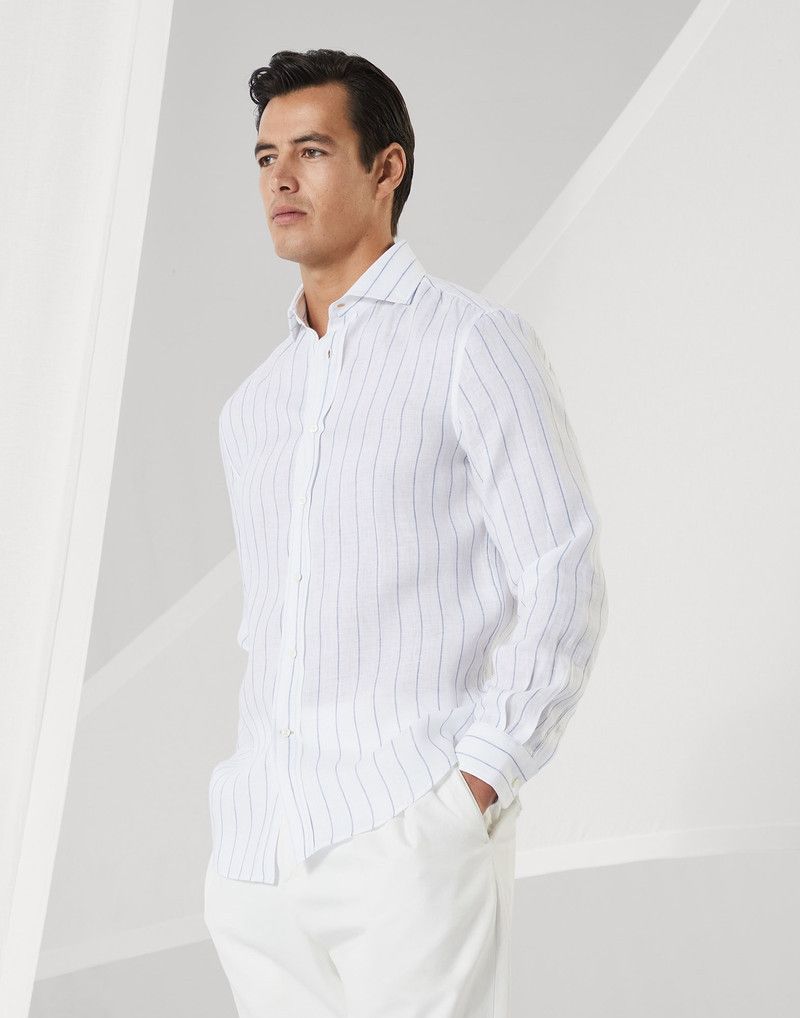 o1la1rc1a0326 Stripe Linen Fit Shirt in White