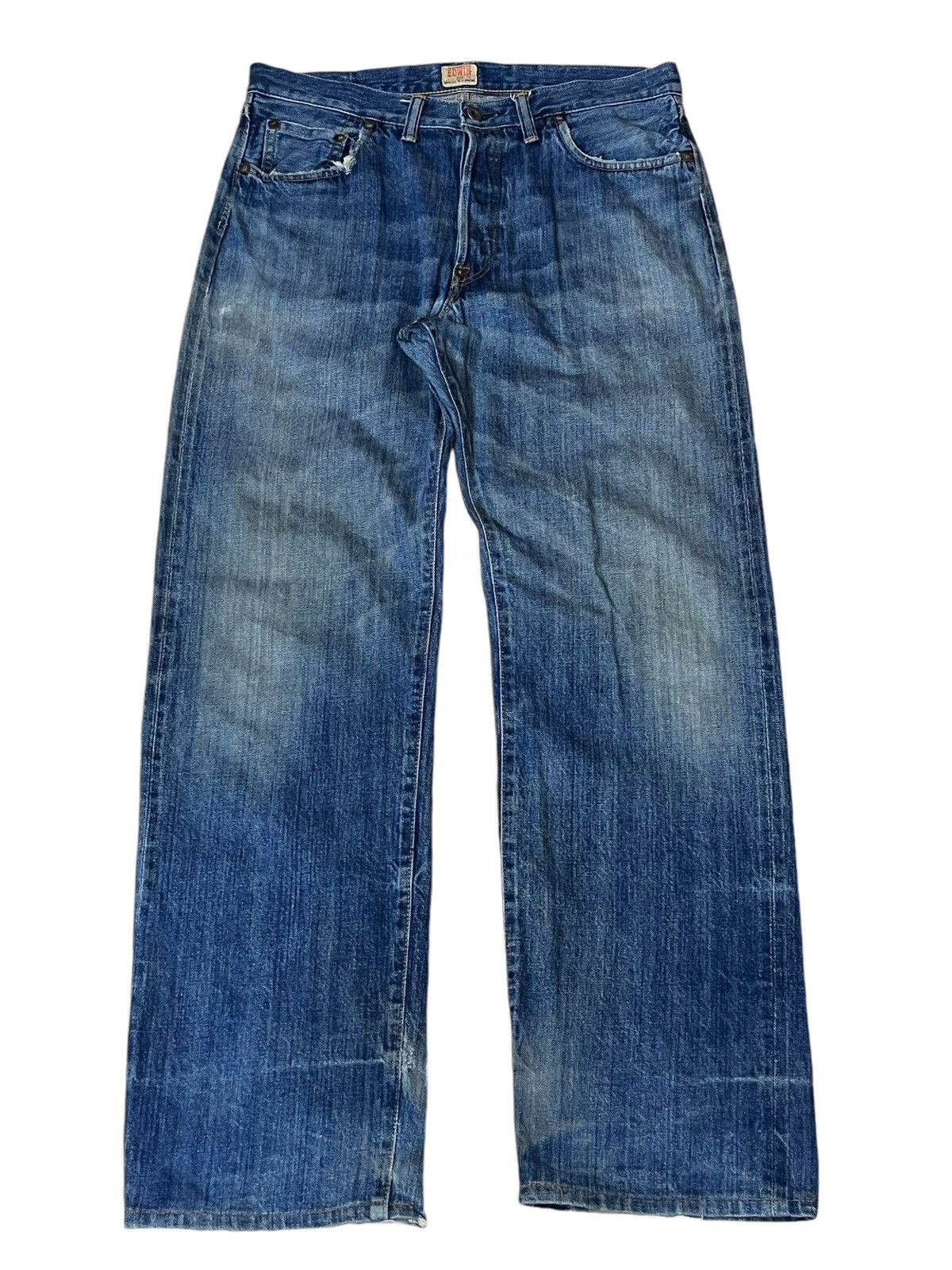 Edwin VINTAGE EDWIN 505SX-R DISTRESSED REDLINE SELVEDGE JEANS Size US 33 - 1 Thumbnail