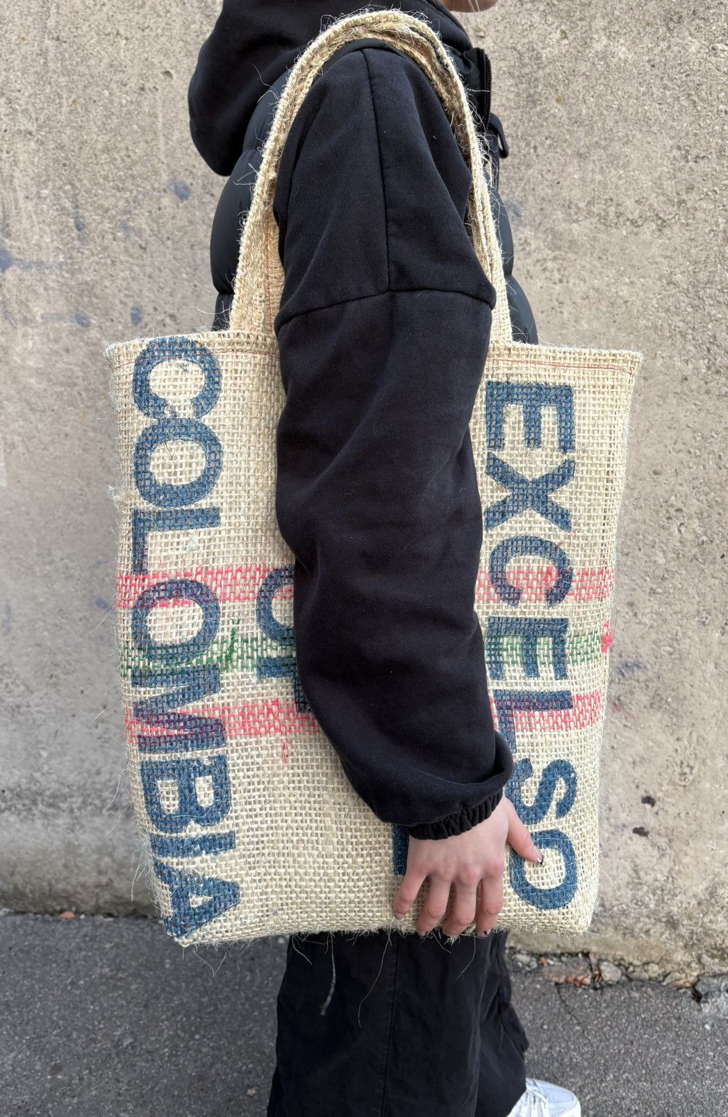 Other Recycled Coffee Sack Tote Bag Burlap Market Shopper Size ONE SIZE - 2 Thumbnail