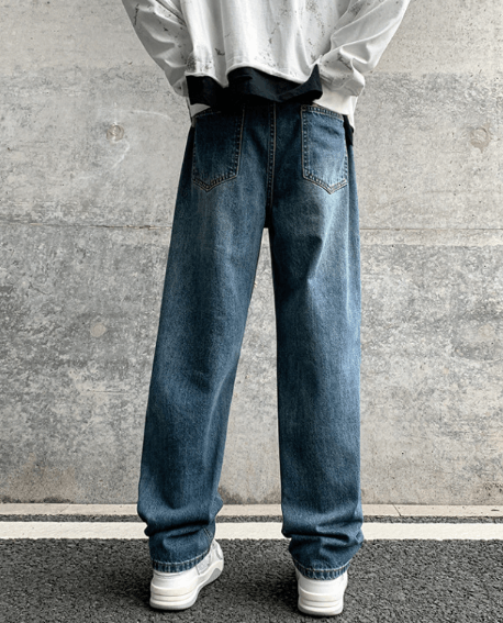 Japanese Brand × Jean Retro blue straight-leg trendy loose wide-leg bootcut jeans Size US 32 / EU 48 - 5 Thumbnail