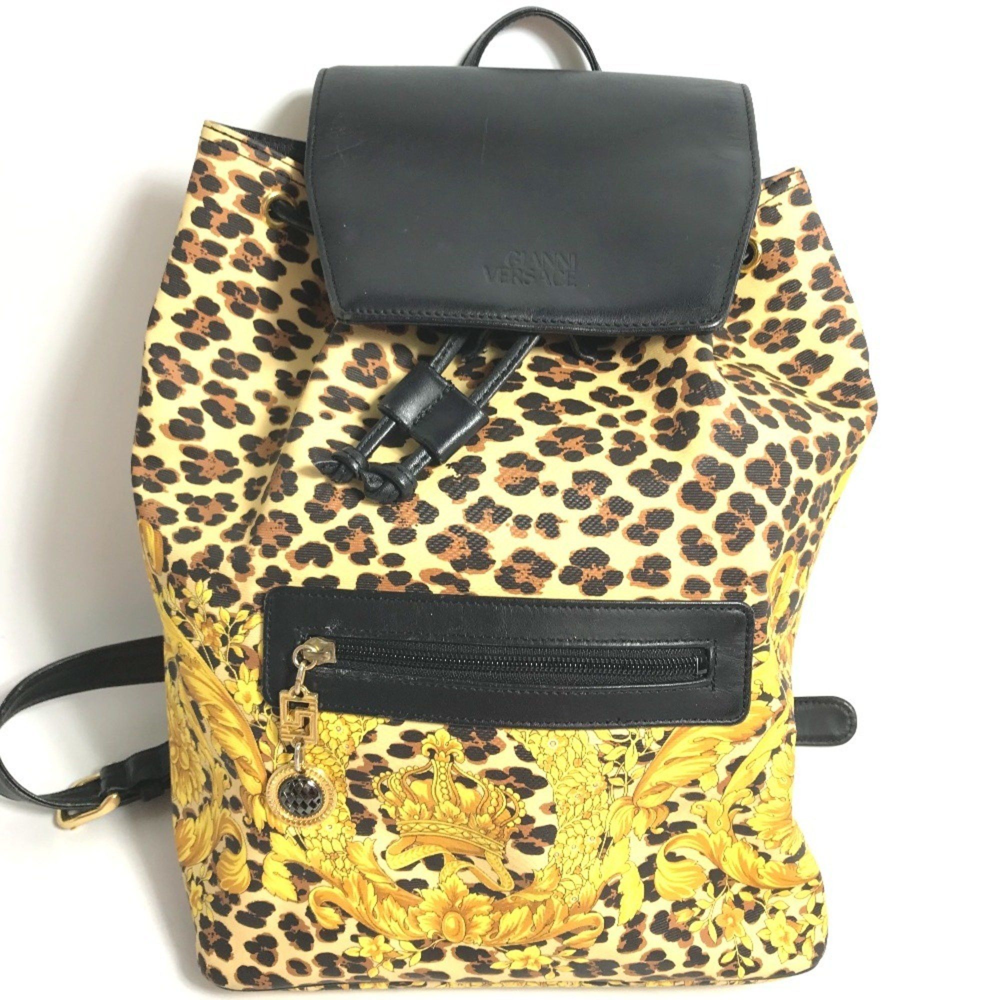 Versace VERSACE Leopard Backpack Leather Women's Yellow Size ONE SIZE - 1 Thumbnail