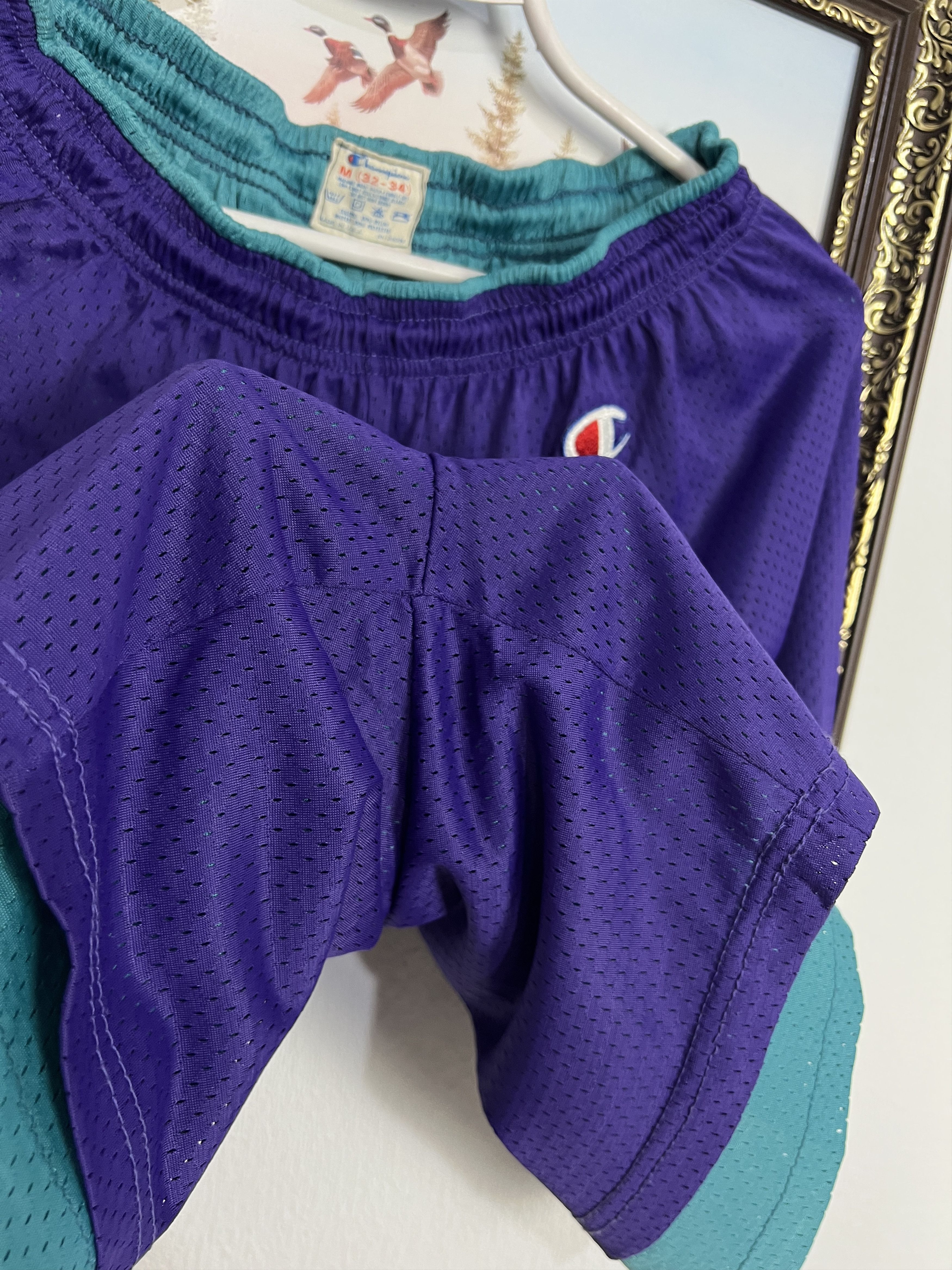 Champion Vintage 90's Charlotte Hornets Double Sided Shorts NBA Size US 32 / EU 48 - 4 Thumbnail