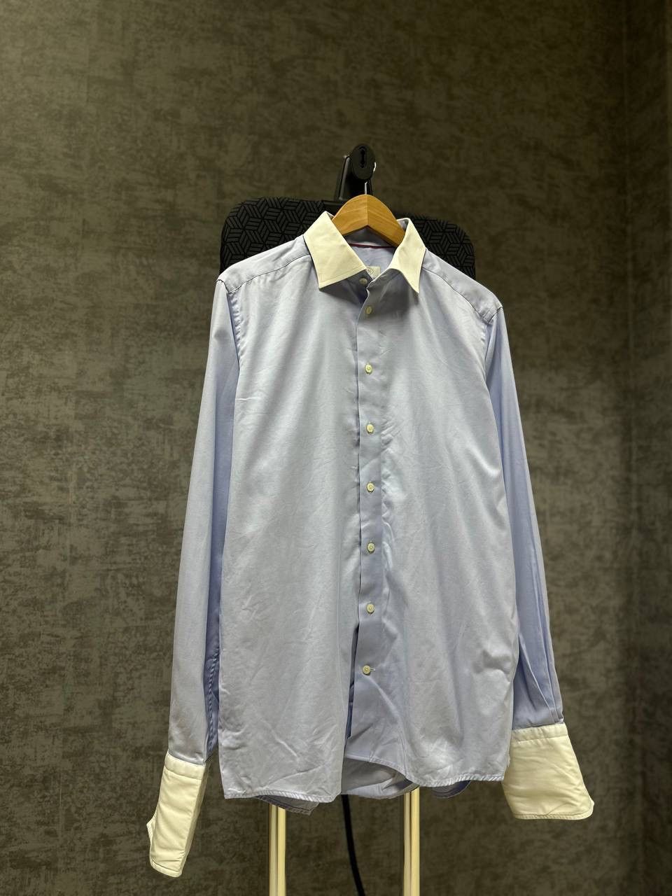 Eton × Vintage Vintage Eton Blue Shirt With Cufflinks Is Very Rare Size US L / EU 52-54 / 3 - 3 Thumbnail