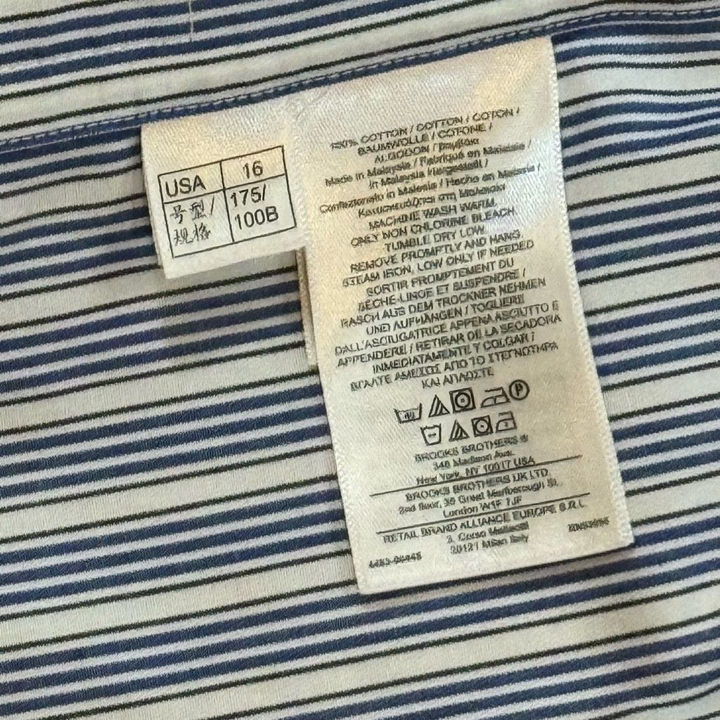 Brooks Brothers Brooks Brothers Men’s Milano Shirt 16/34 Blue Stripe Size 34S - 8 Thumbnail