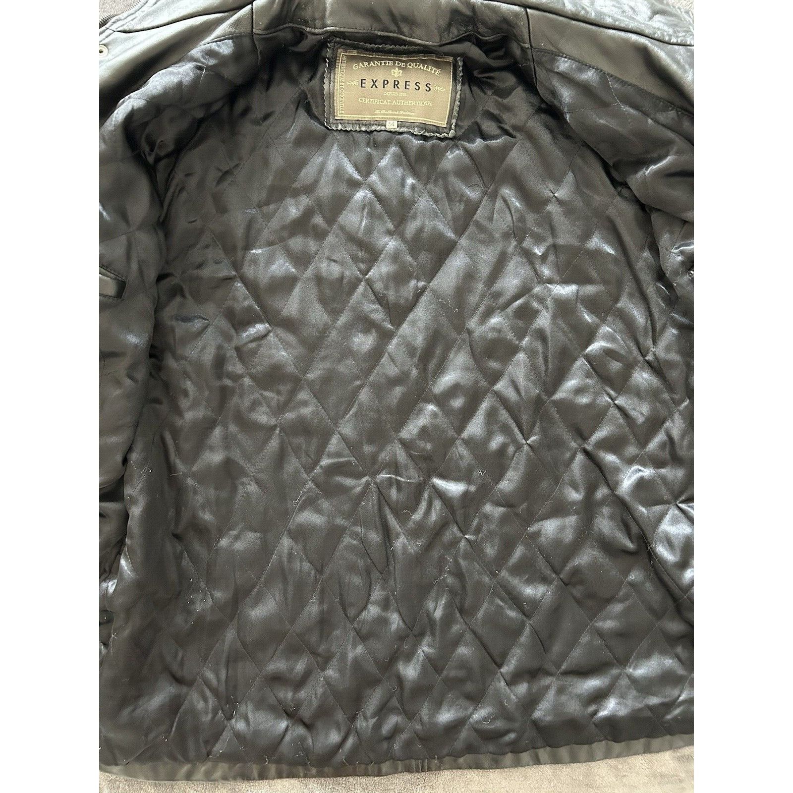 Express Express SIZE 54 Men's black genuine leather winter coat clas Size US L / EU 52-54 / 3 - 7 Thumbnail