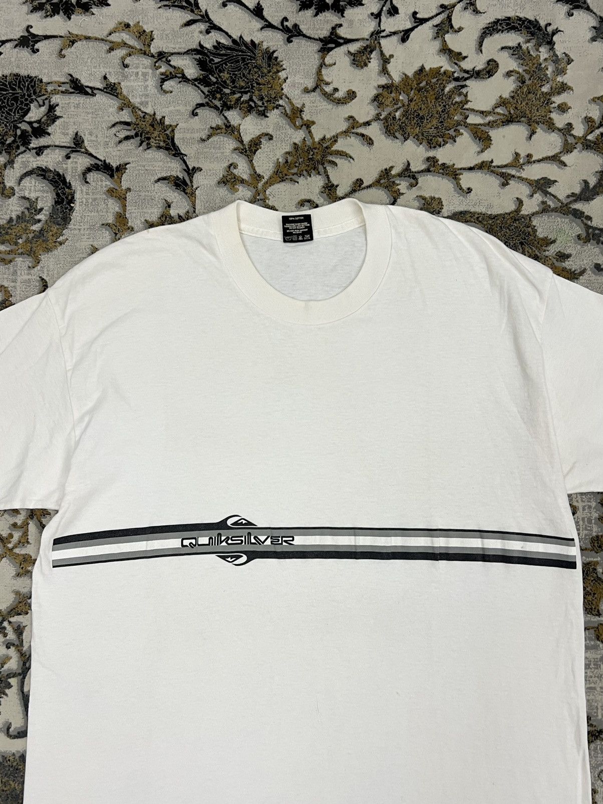 Quiksilver Vintage Quiksilver Stripe Logo Tee Classic Surfwear Size US L / EU 52-54 / 3 - 4 Thumbnail