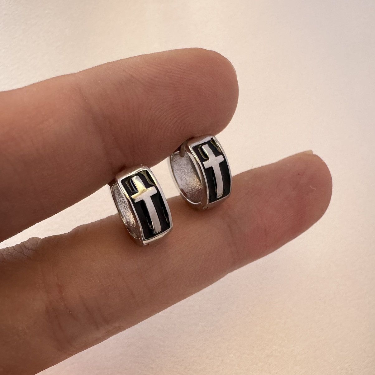 Other 12mm Cross Hoop Earrings for Men Women,Hip Hop Unisex Style Size ONE SIZE - 6 Thumbnail