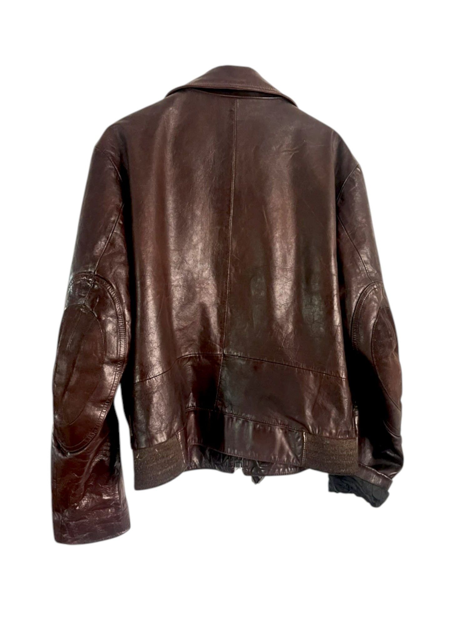 Giorgio Armani Armani Jeans Brown Leather Bomber Jacket Size US M / EU 48-50 / 2 - 2 Thumbnail