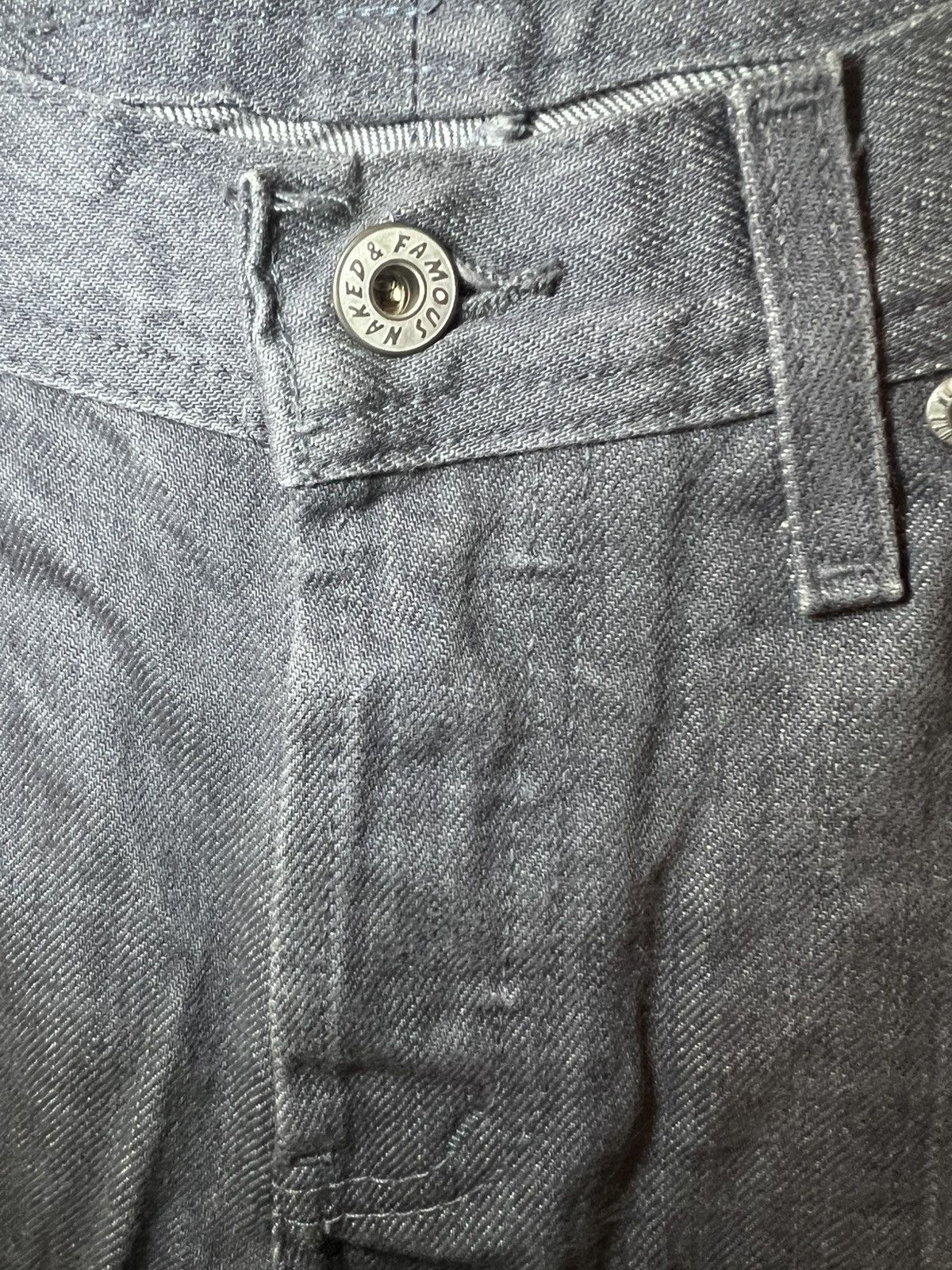 Naked & Famous Vintage Naked & Famous grey raw selvedge silver denim jeans Size US 33 - 6 Thumbnail