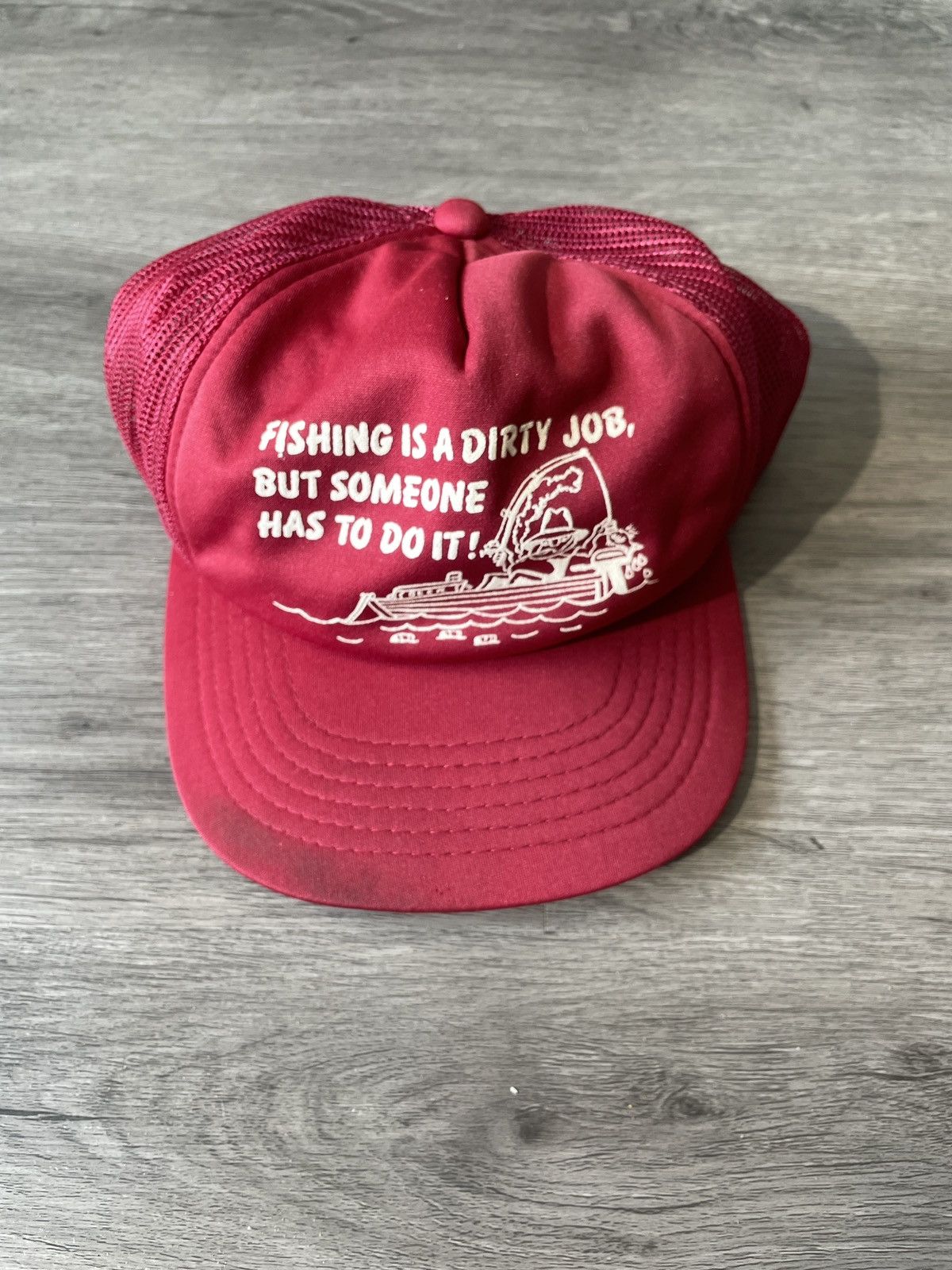 Vintage . Vintage “Fishing is a Dirty Job” Snap Back Hat (Sz.OS) Size ONE SIZE - 1 Thumbnail