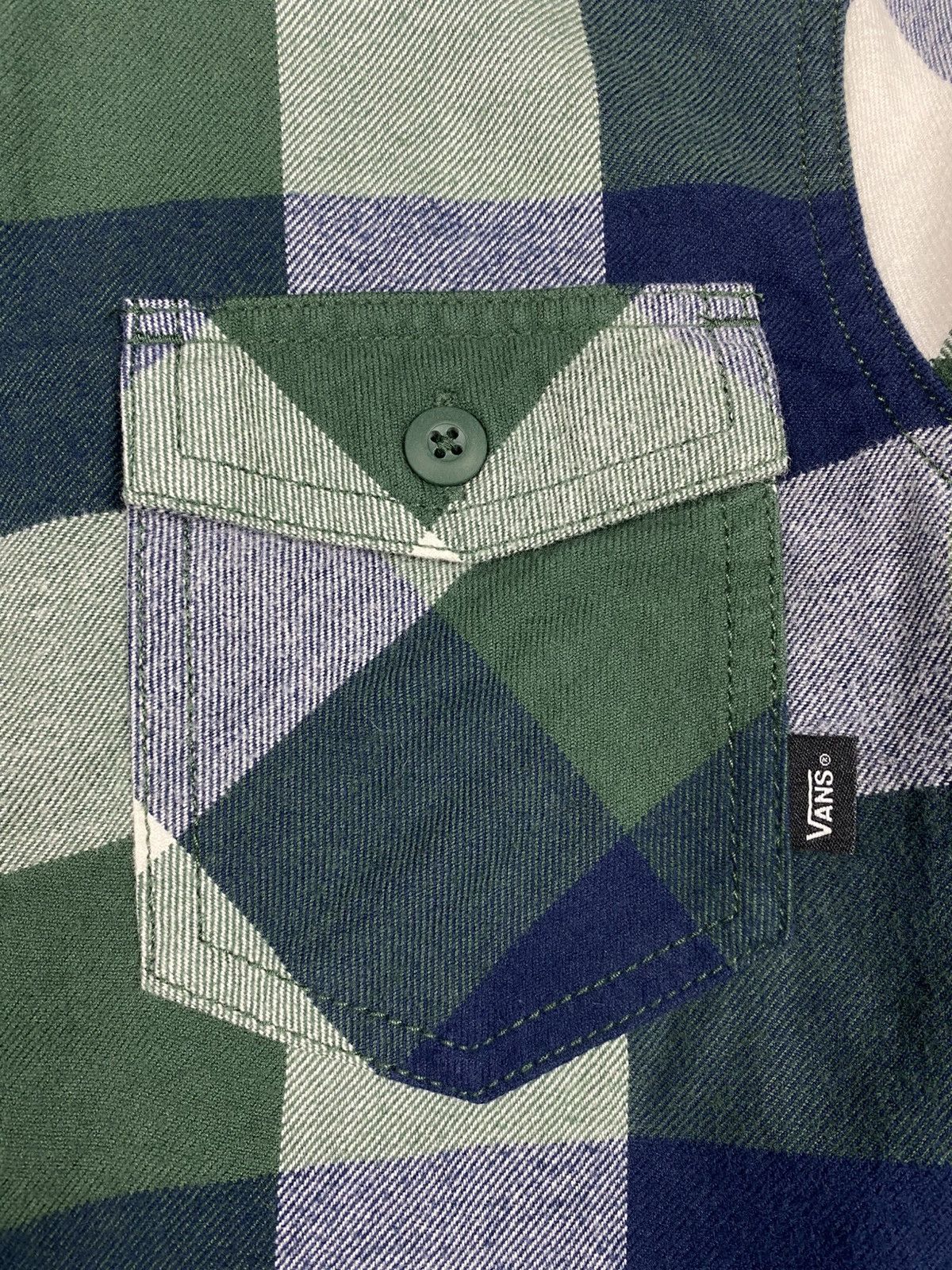Vans Vans Plaid Flannel Shirt Green Blue Slim Fit Button Up Size US S / EU 44-46 / 1 - 6 Thumbnail