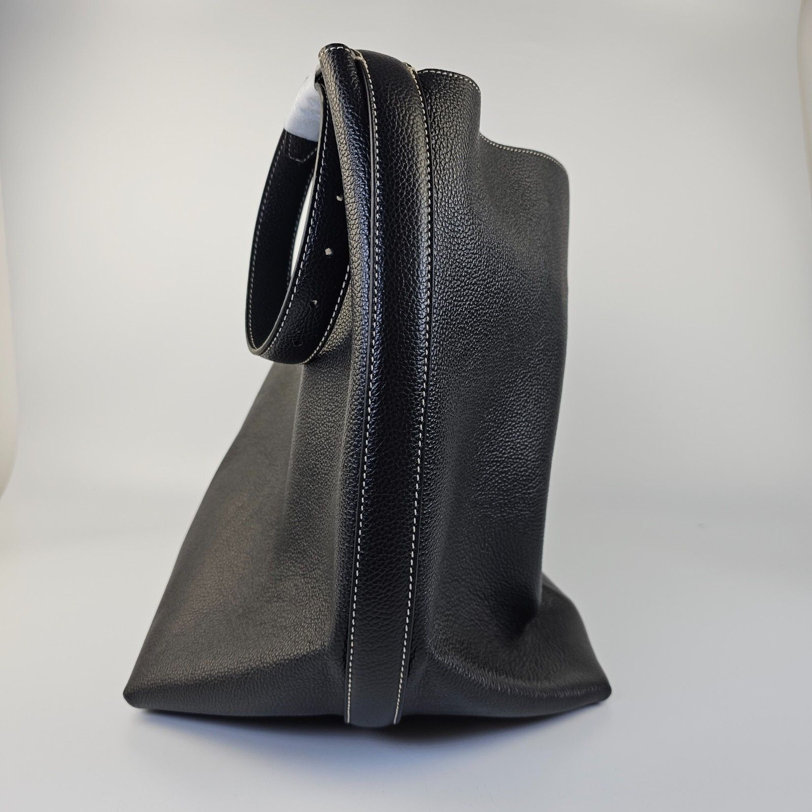 TOTEME Belted Black Grained Leather Tote Bag New