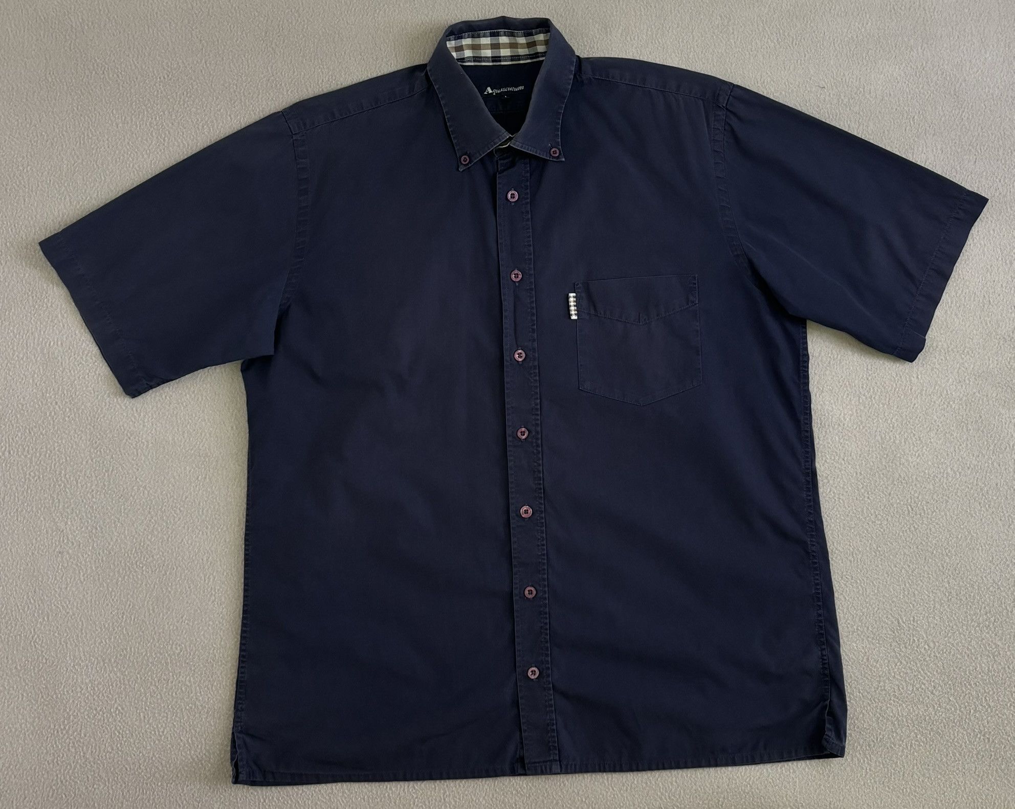 Aquascutum Aquascutum navy short shirt large Size US L / EU 52-54 / 3 - 5 Thumbnail