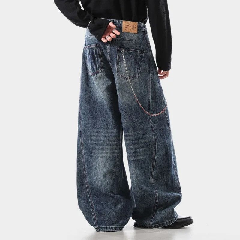 Jean Moustache Effect Wide Leg Jeans Size US 33 - 2 Thumbnail