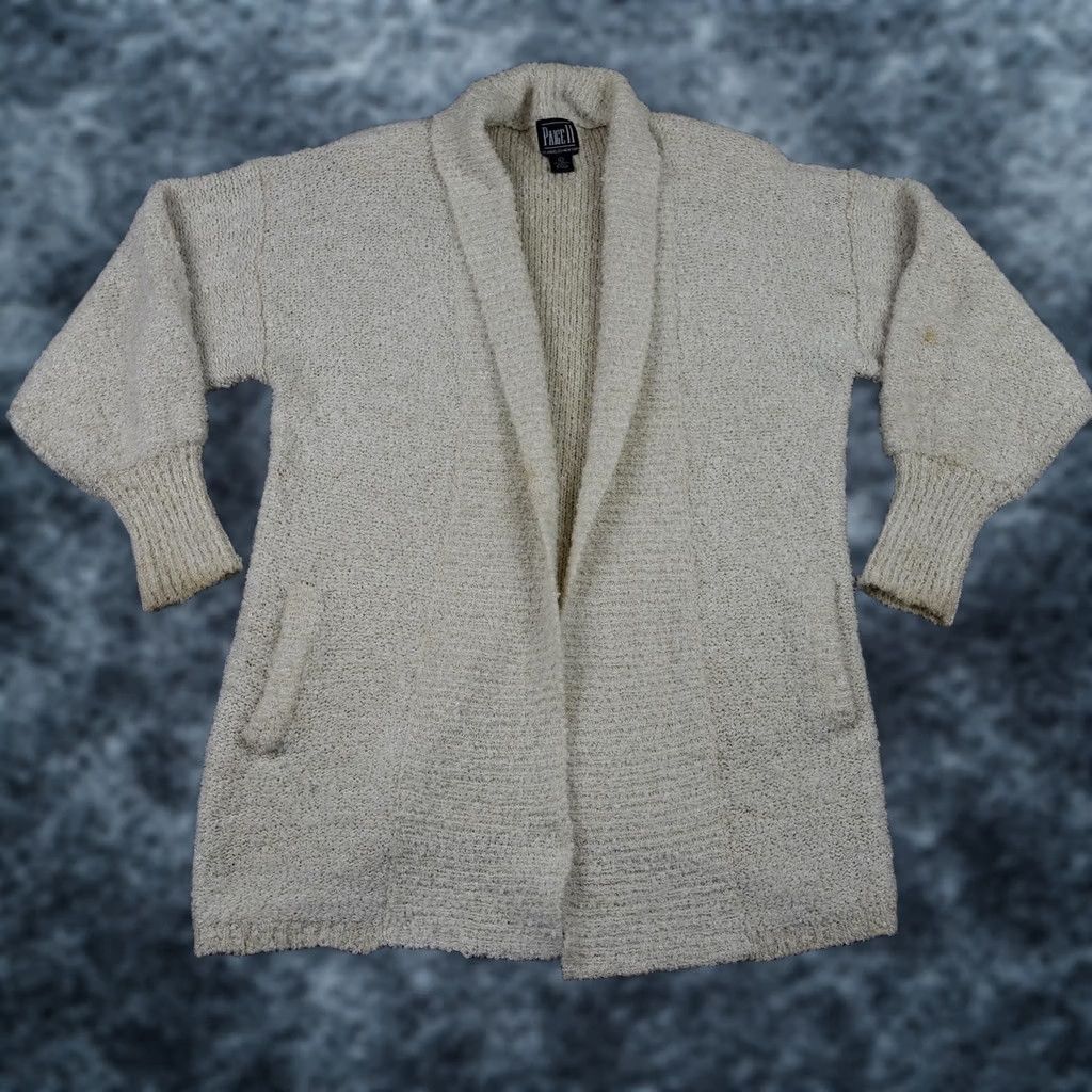 Paige VINTAGE Paige II Sweater Cardigan Womens Large White Chunky Knit Open Pockets Size L / US 10 / IT 46 - 1 Thumbnail