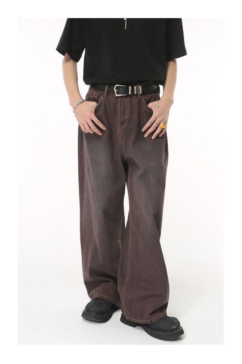 Japanese Brand Simple washed distressed basic straight loose purple jeans Size US 32 / EU 48 - 1 Thumbnail