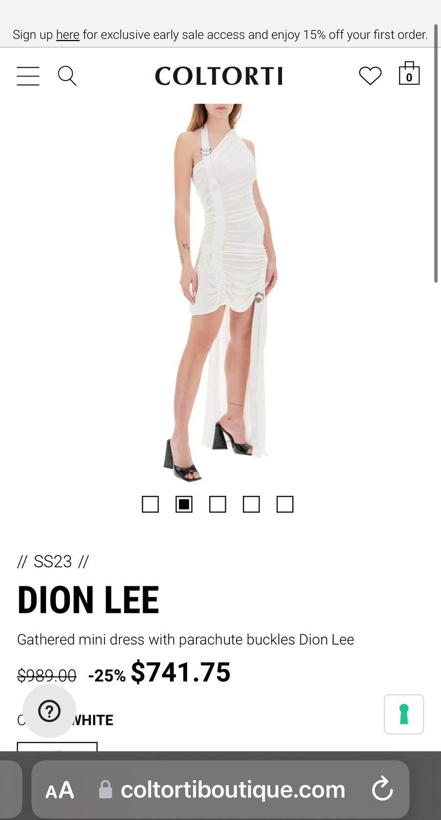 image of White Buckle Dion Lee Asymmetric Dress, Women's (Size Small)