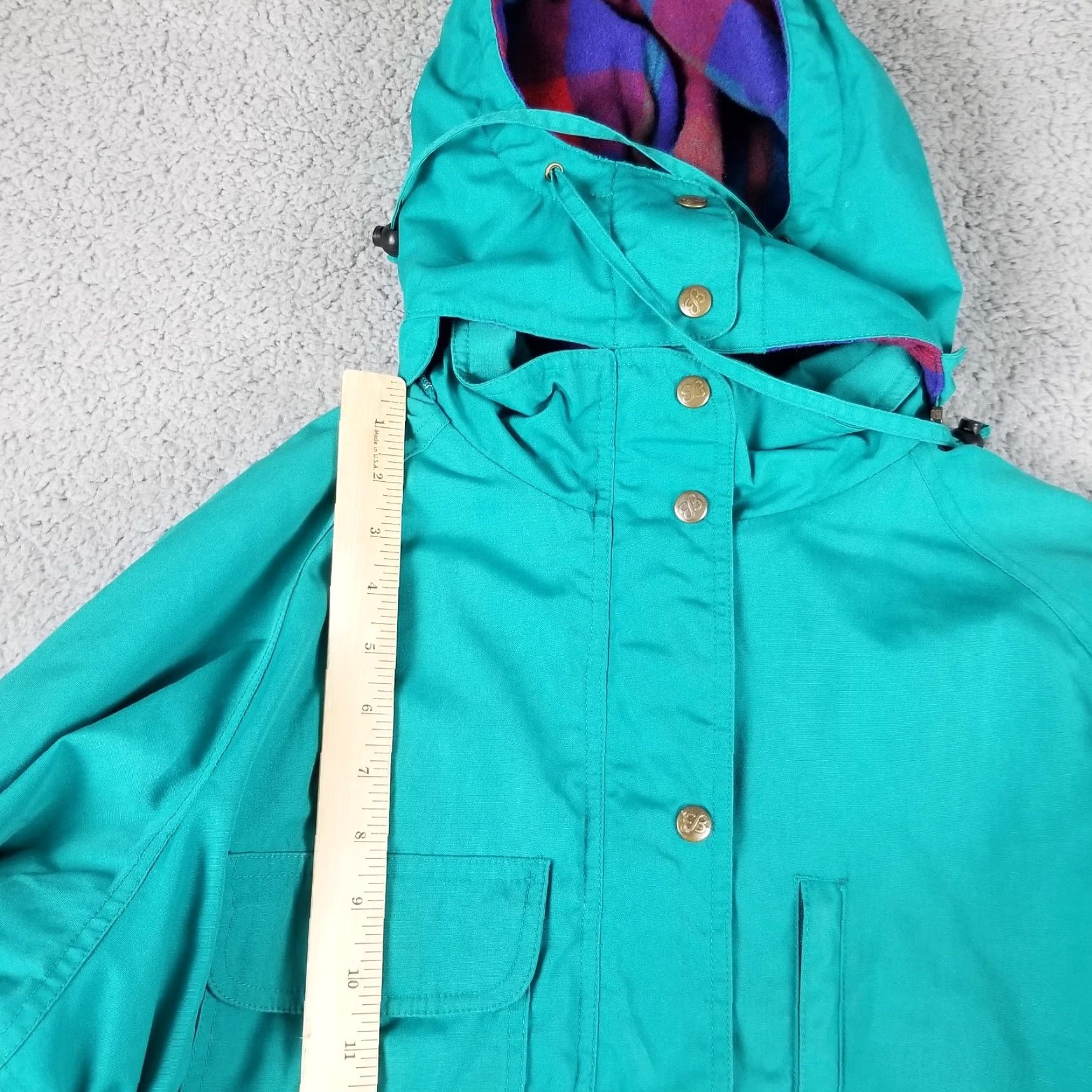Vintage VINTAGE L.L. Bean Parka Jacket Women Medium Blue Wool Check 80s 90s Hooded Pockets Size M / US 6-8 / IT 42-44 - 3 Thumbnail