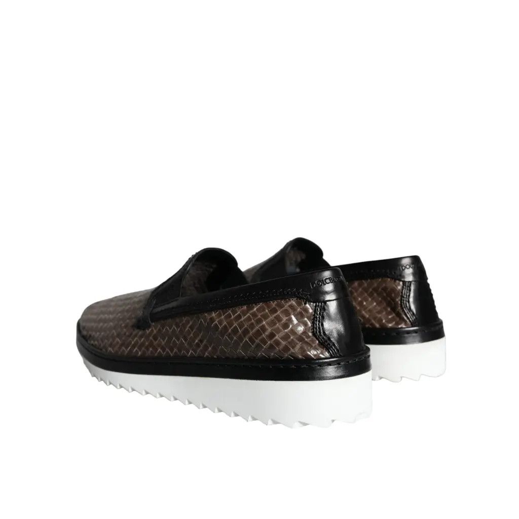 Dolce & Gabbana o1y0125 Leather Logo Loafers in Black/Brown Size US 6.5 / EU 39-40 - 4 Thumbnail