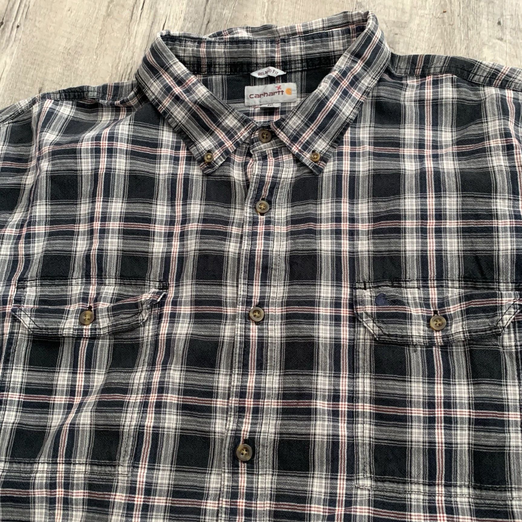 Carhartt VINTAGE Carhartt Plaid Shirt Mens 4XL Long Sleeve Work Utility Pockets Woven Size US XXL / EU 58 / 5 - 3 Thumbnail